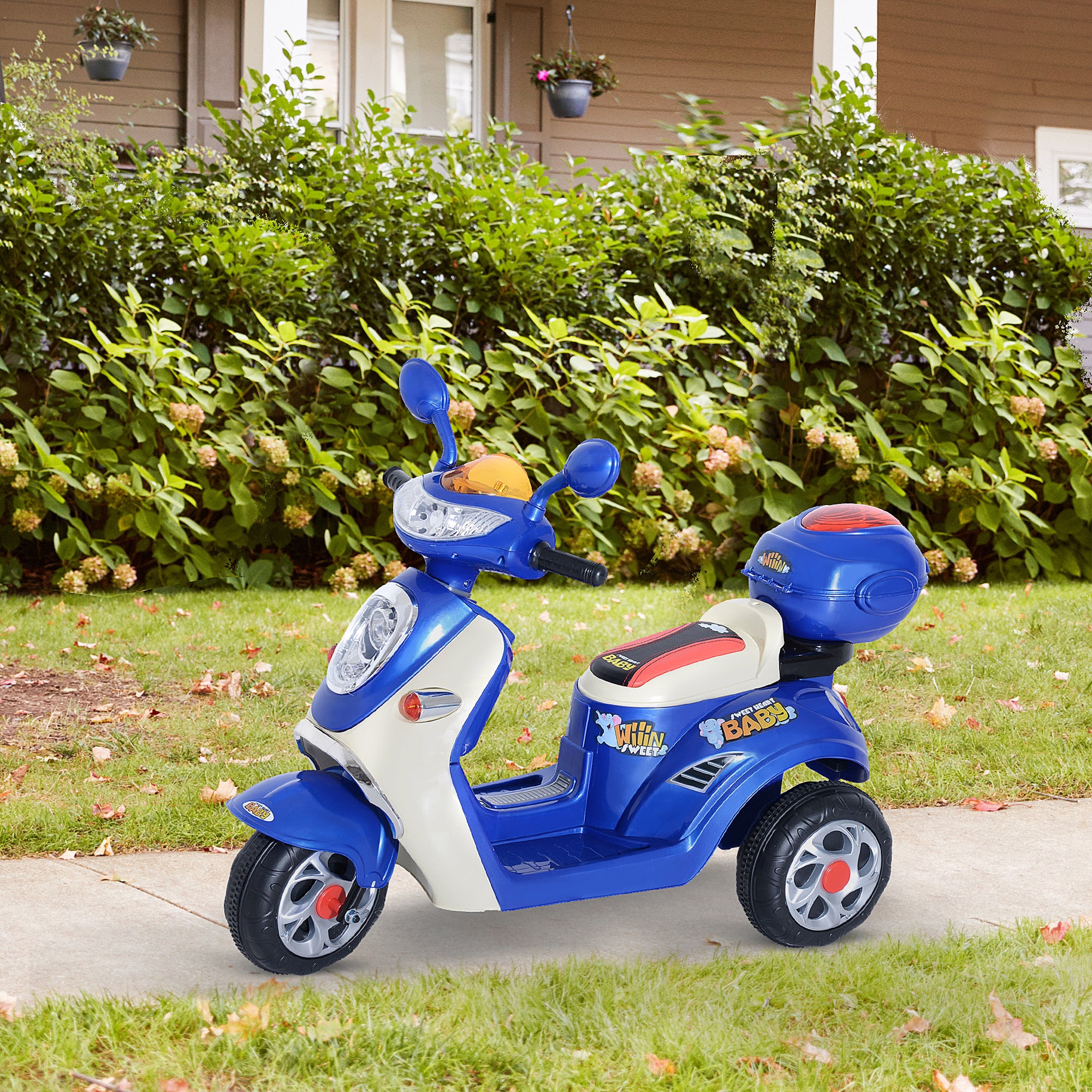 HOMCOM Electric Ride on Toy Tricycle Car-Blue-0