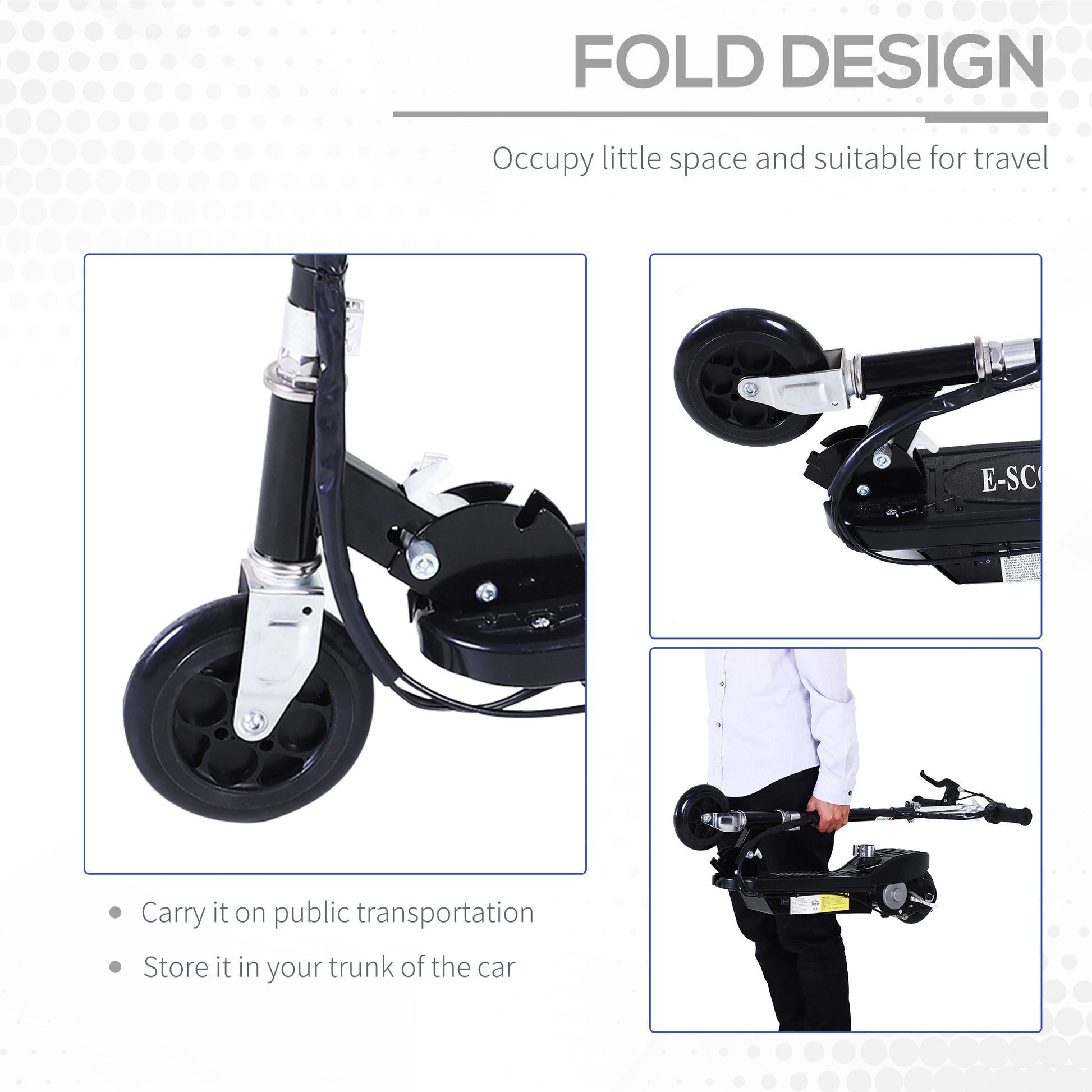 HOMCOM Outdoor Ride On Powered Scooter for kids Sporting Toy 120W Motor Bike 2 x 12V Battery in Black-4