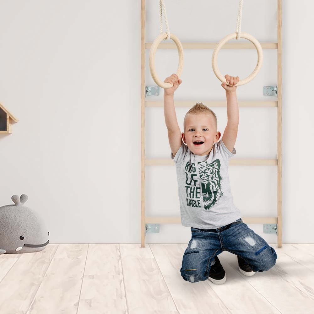 MAMOI® Trapeze bar baby swing, Indoor gymnastic rings, Monkey bars gorilla gym, Gymnastics pull up equipment for kids, Olympic rings and swings for calisthenics-3