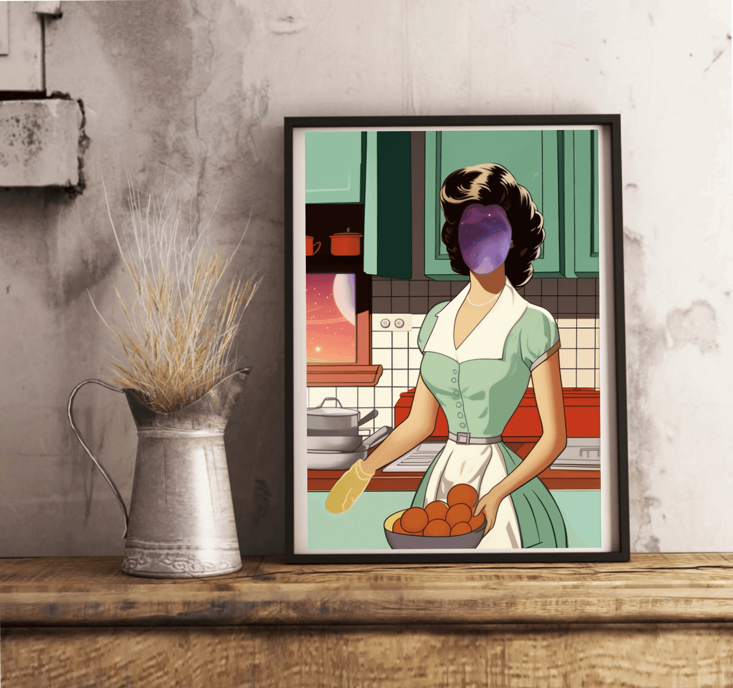 Cosmic Homemaker Print | Retro Space Wall Art A3 A4 A5