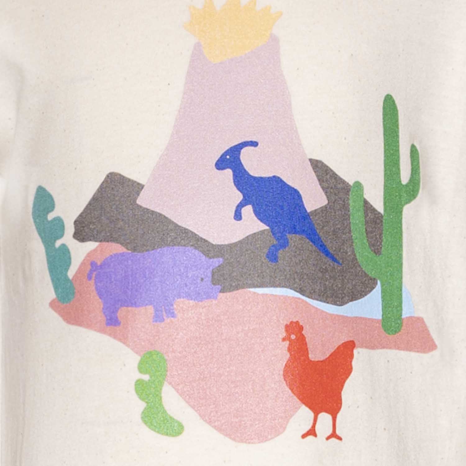Kids T-Shirt with Volcano and Animals Print-2