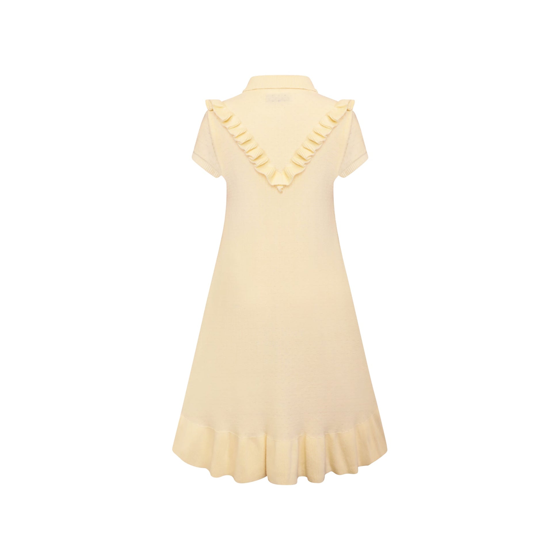 Yellow Knit Midi Dress with Yoke-3