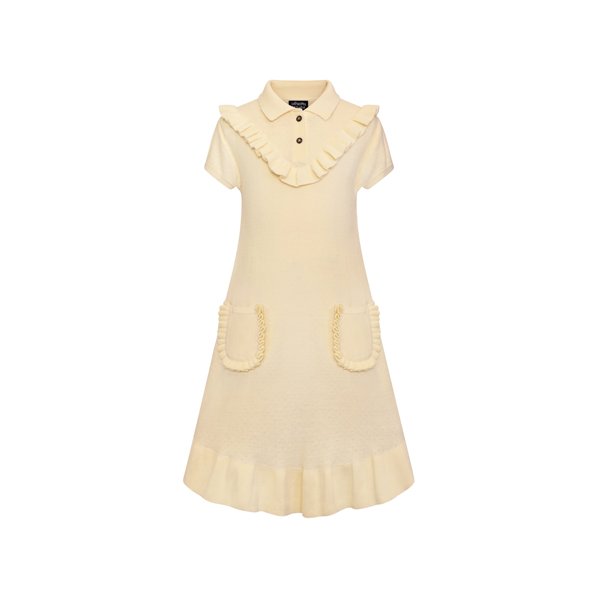 Yellow Knit Midi Dress with Yoke-0