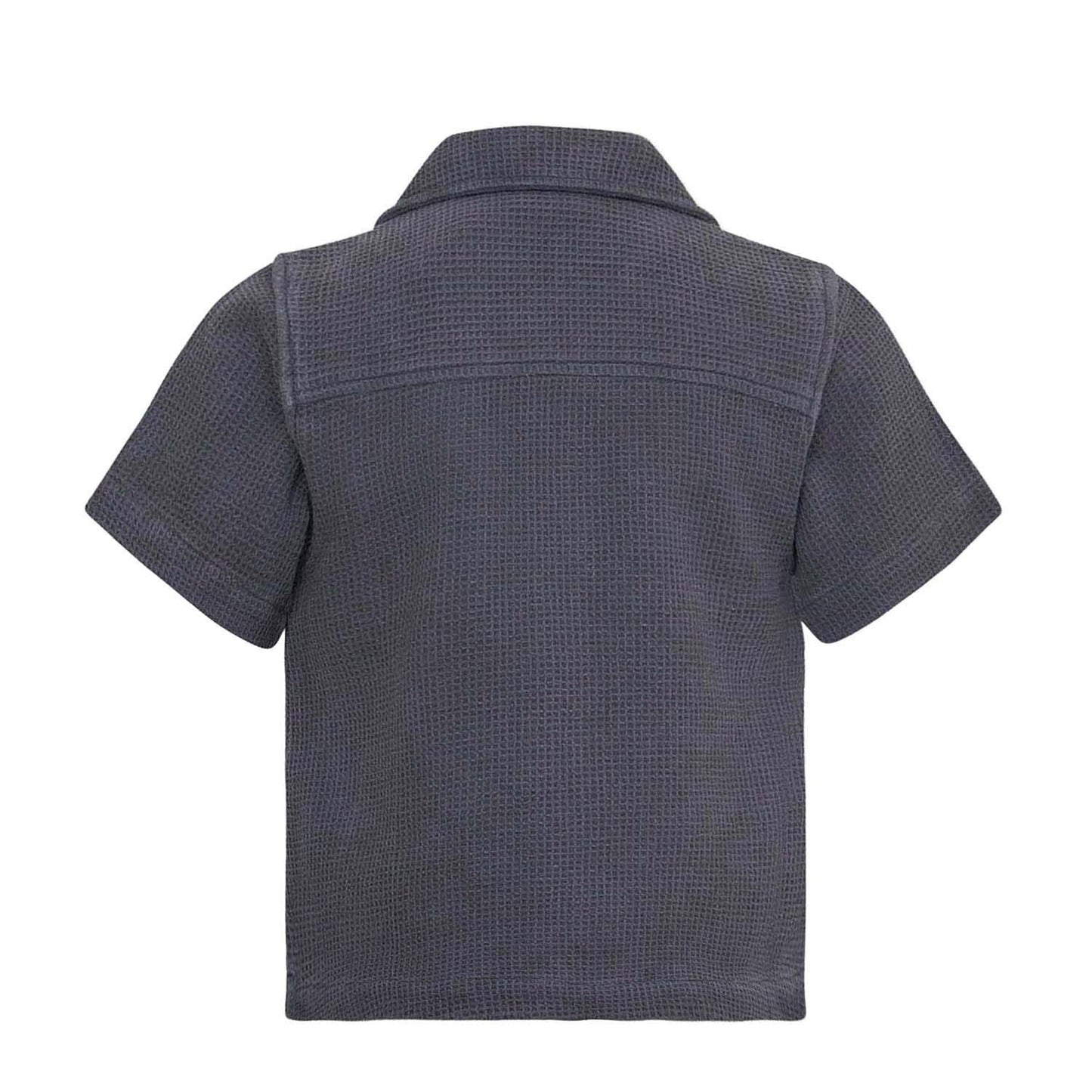 Grey Boys and Girls Button Up Shirt-4