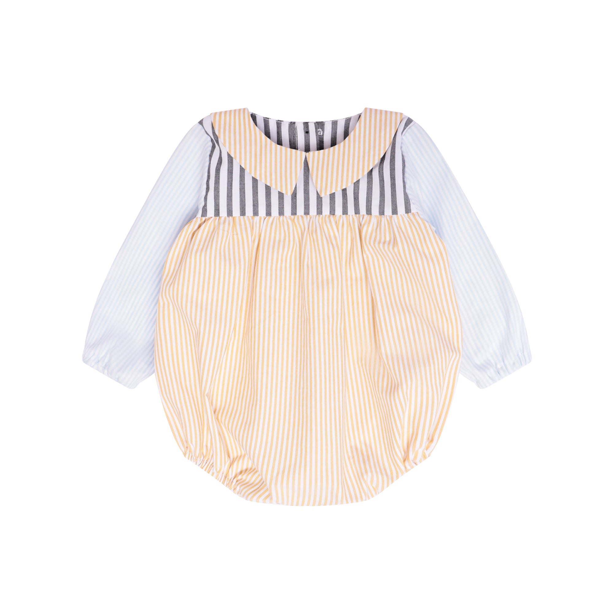 Yellow/Blue Stripes Baby Boy Rompers-0
