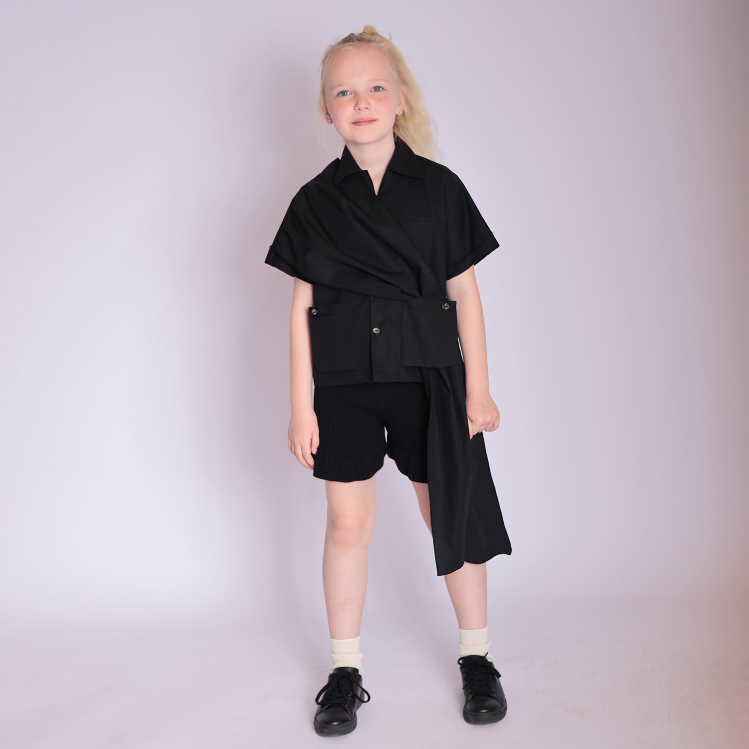 Zero Waste Black Designer Shirt for Boys and Girls-1