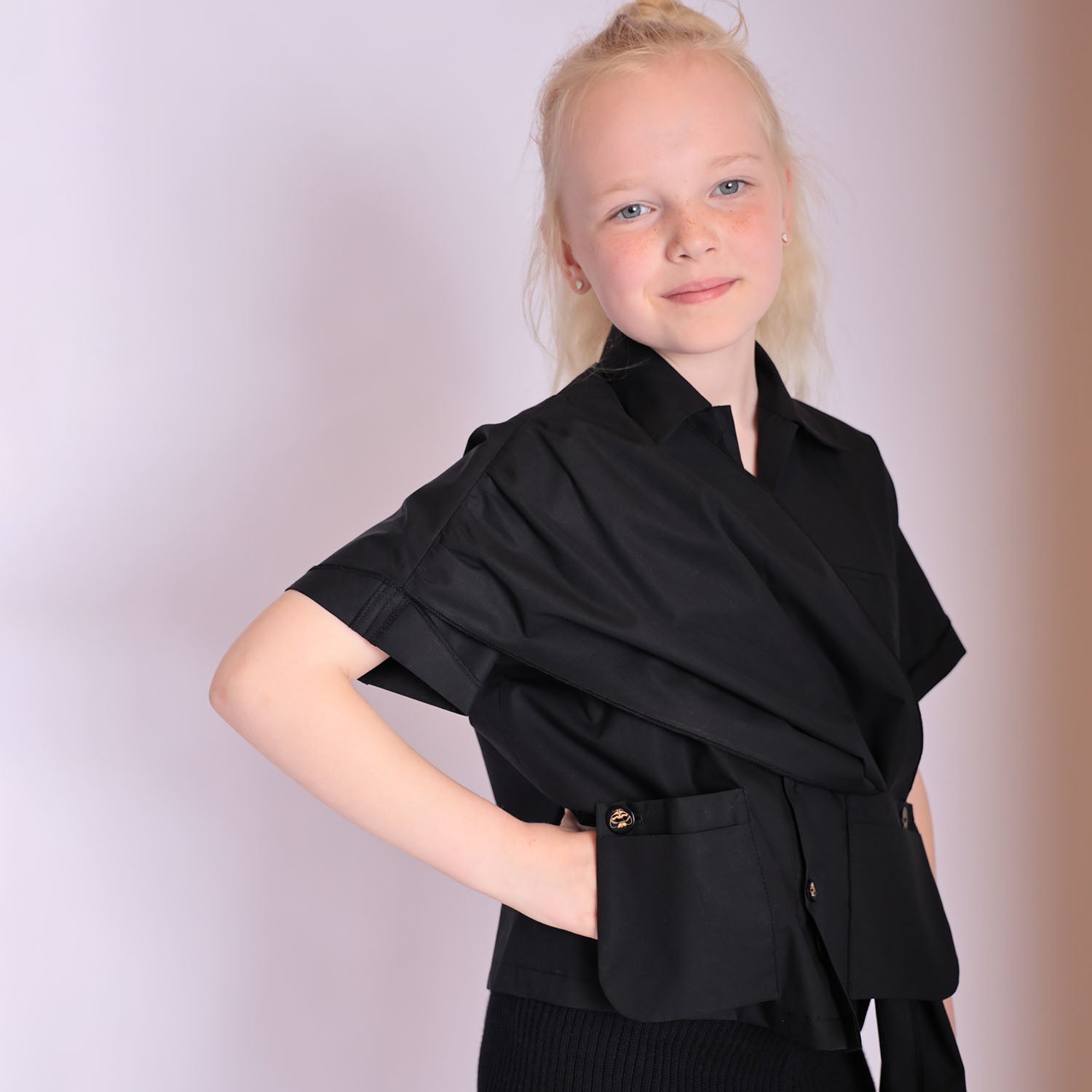 Zero Waste Black Designer Shirt for Boys and Girls-3