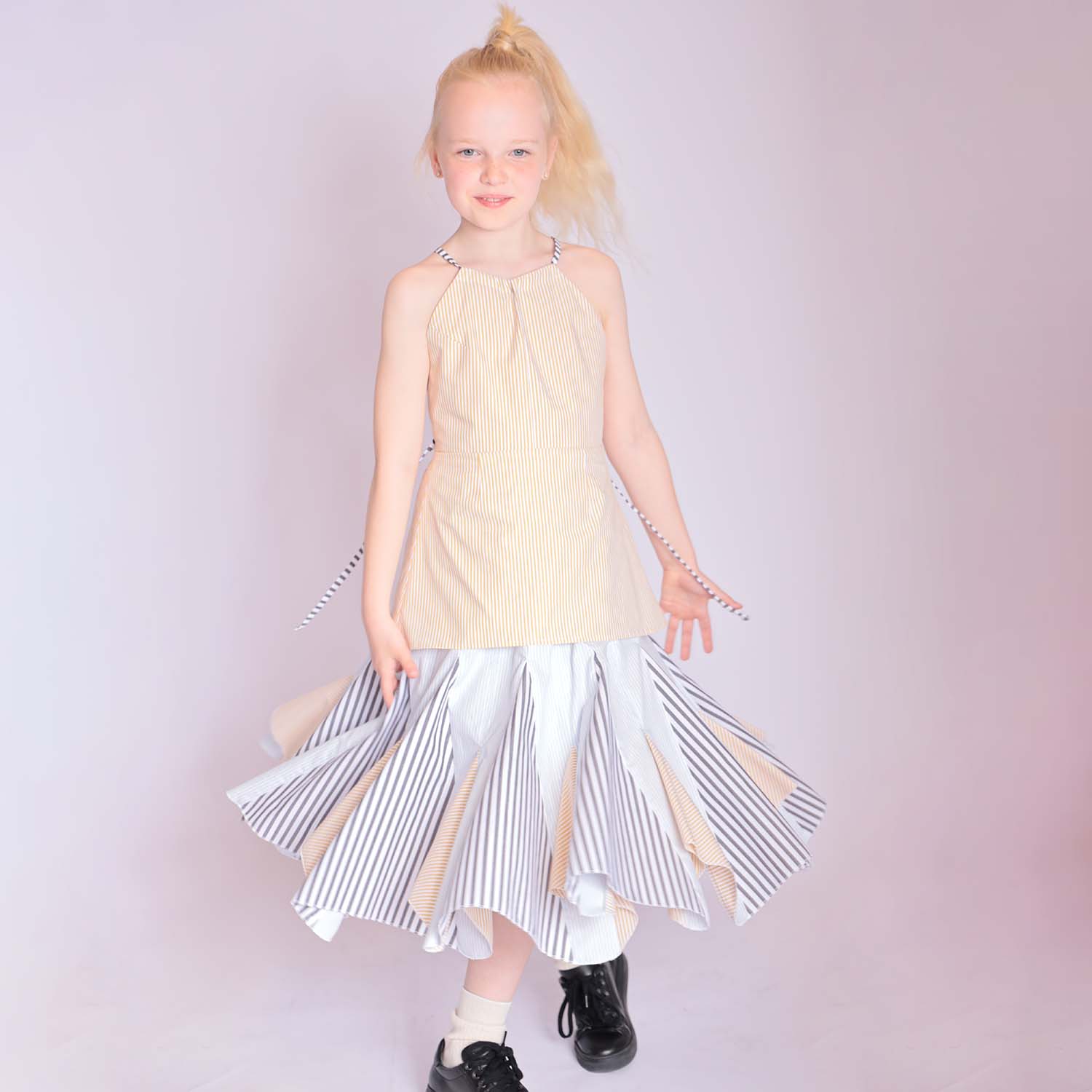 Zero Waste Striped Flower Girl Dress-1