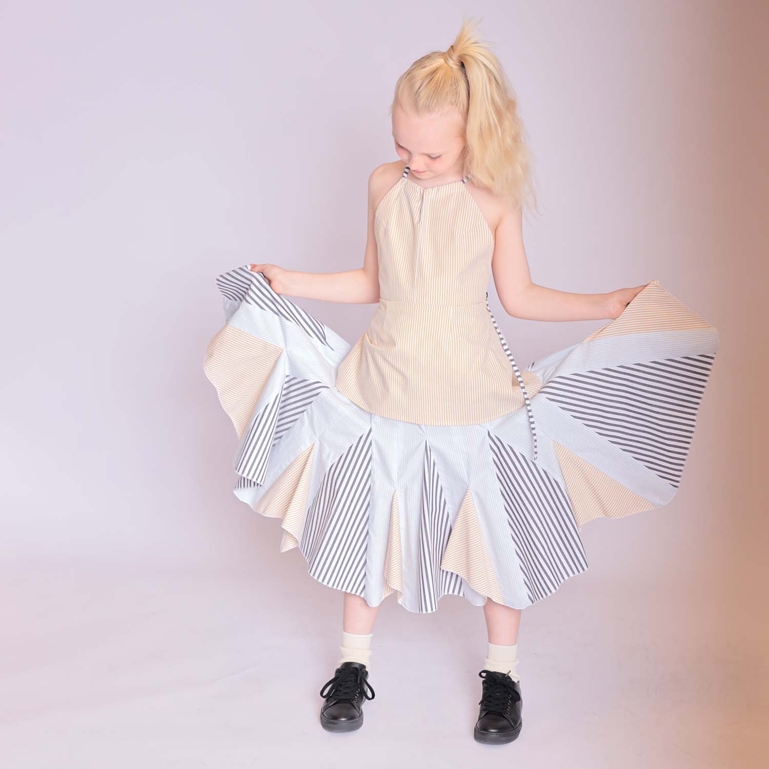 Zero Waste Striped Flower Girl Dress-2