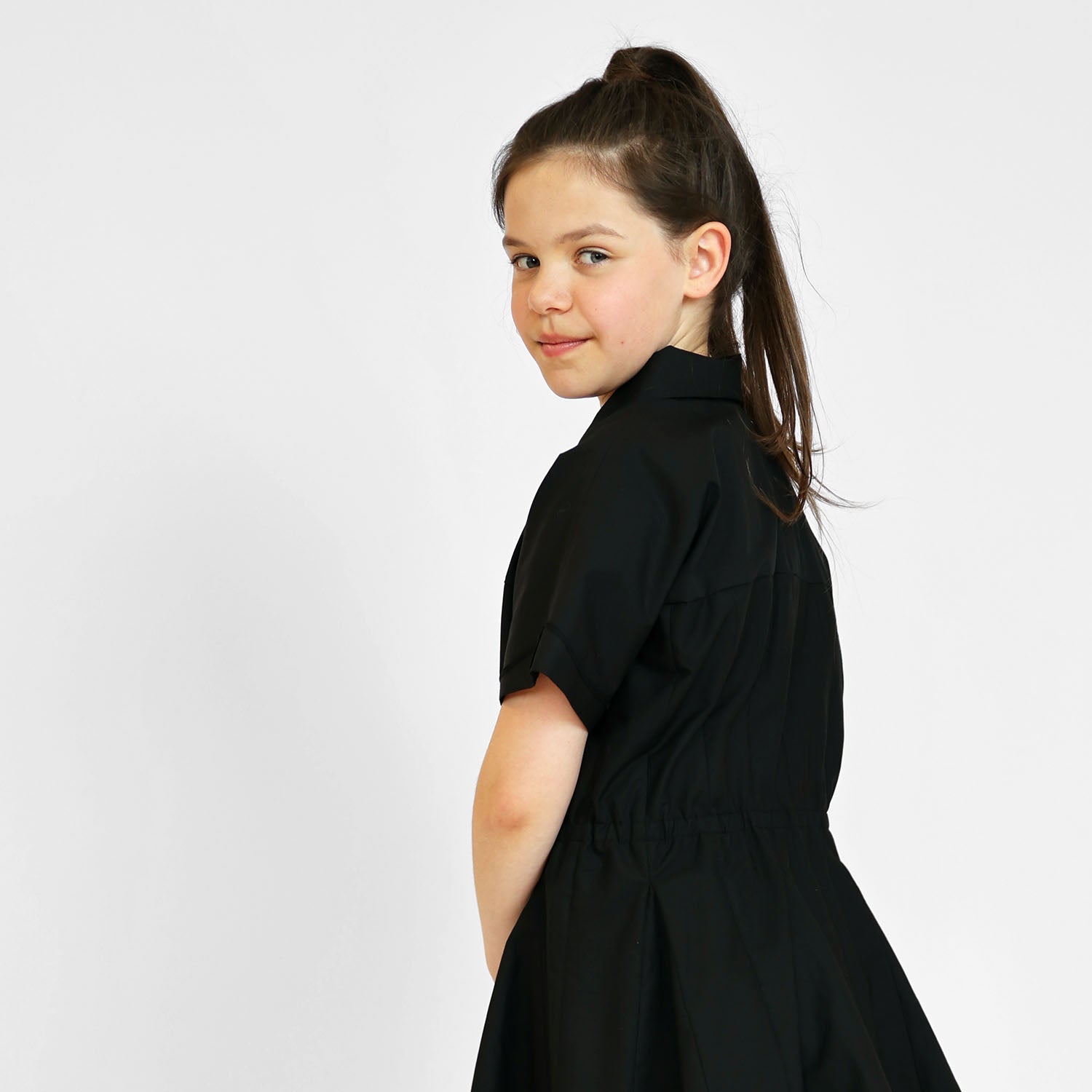 Zero Waste Black Shirt Dress-4