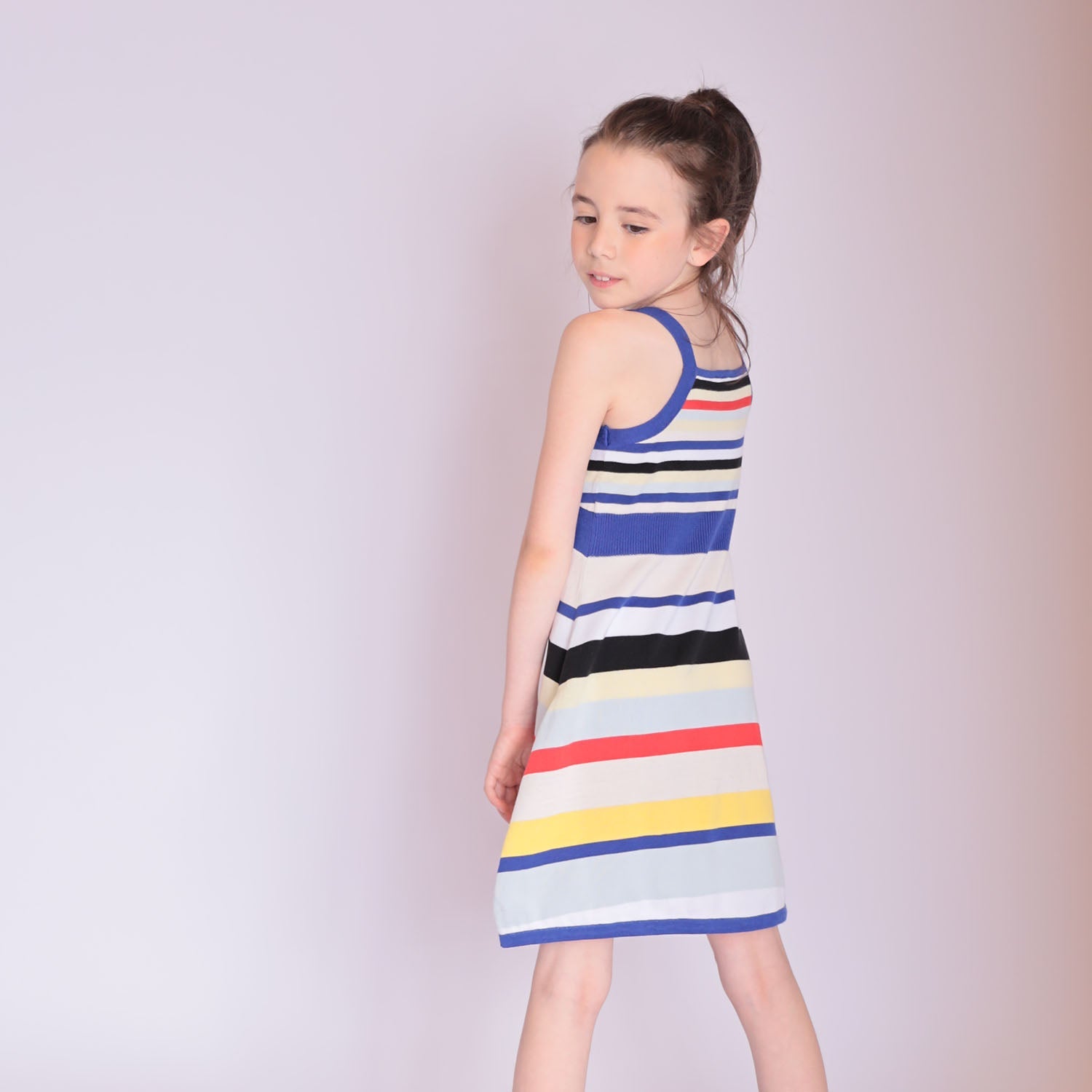Girls Beach Dress with Bright Stripes-2