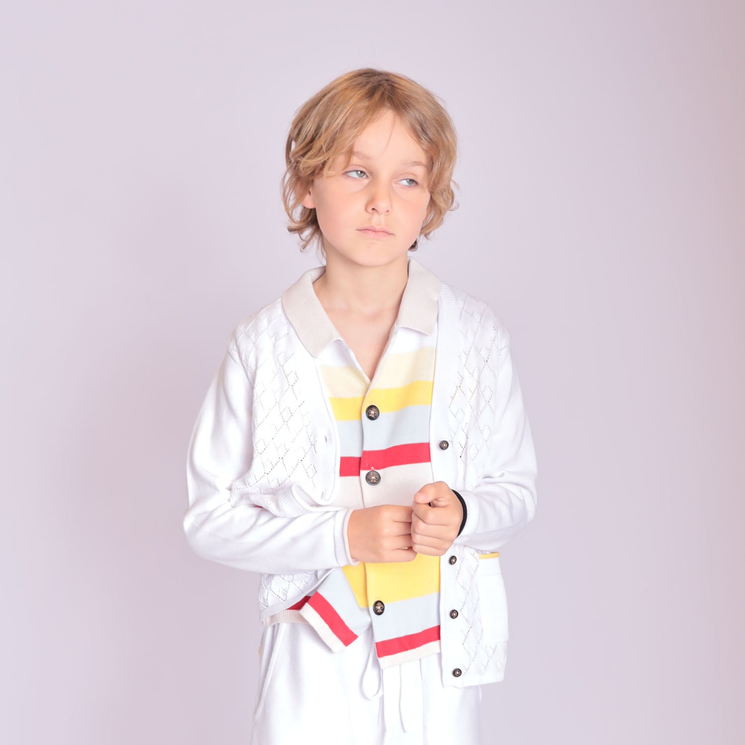 Girls White Cardigan-2