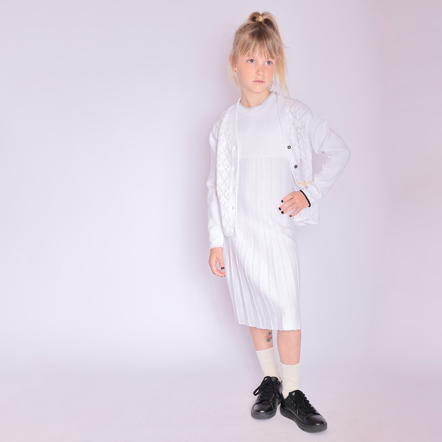 Girls White Cardigan-1