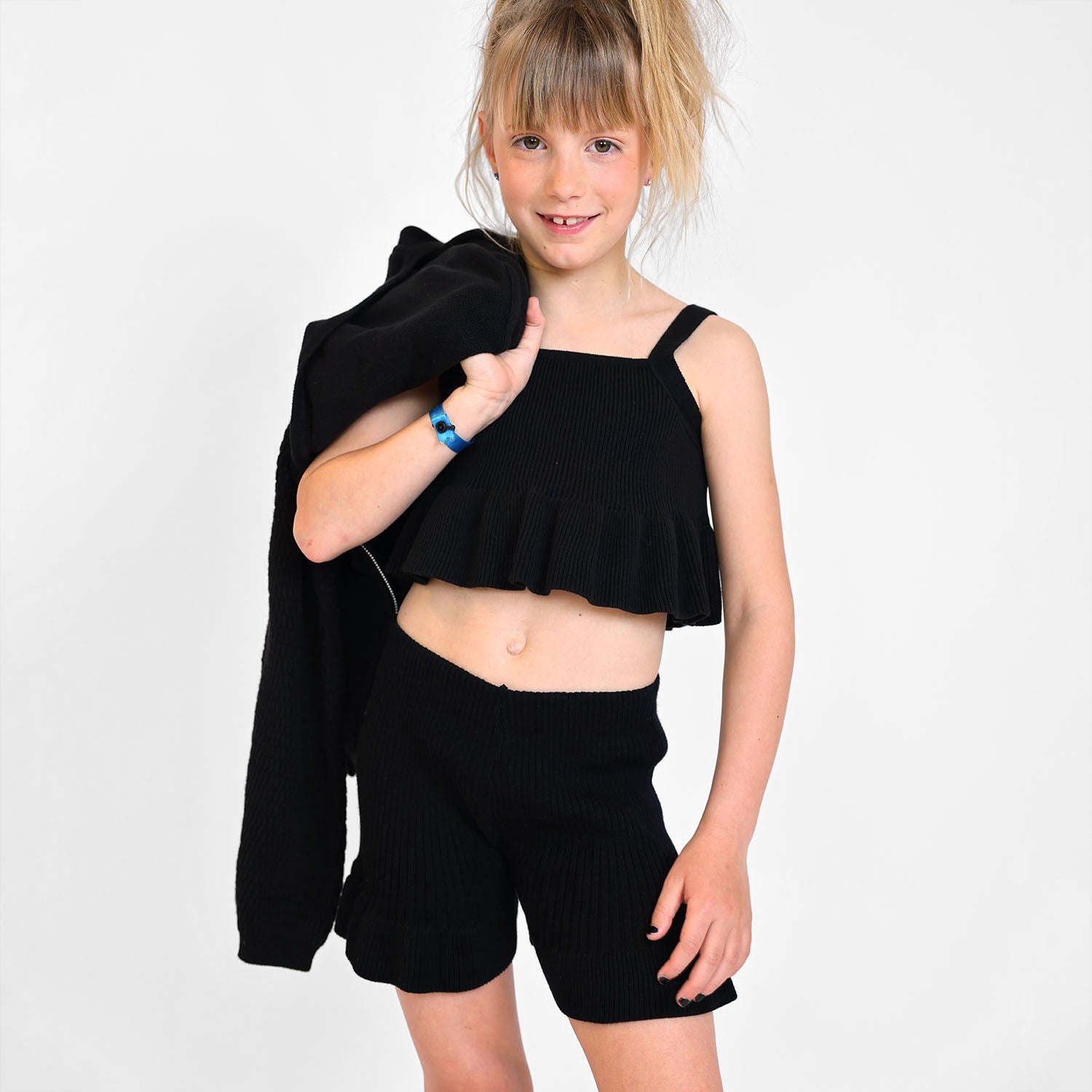 Black Knitted Beach Shorts-1