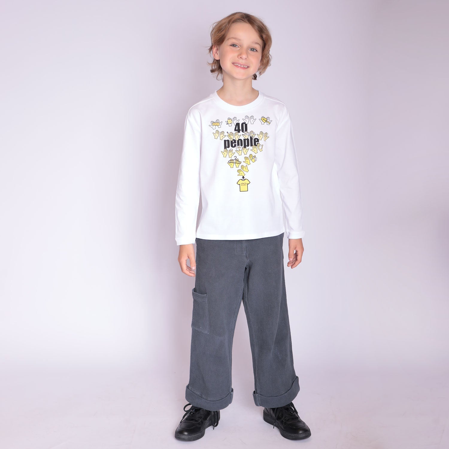 Grey Waffle Pants for Kids-1