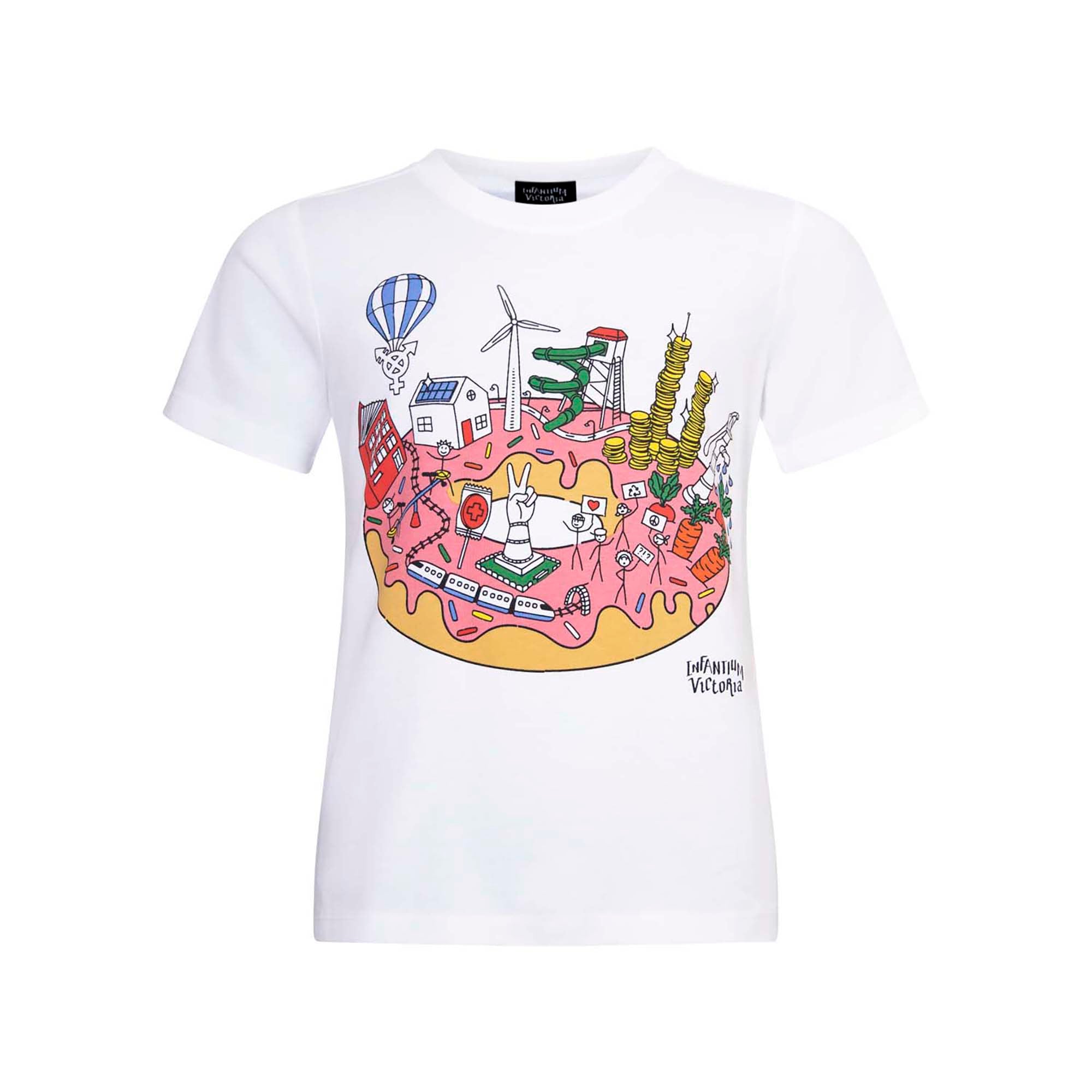 Infographics T-shirt with Printed Donut for Kids-0