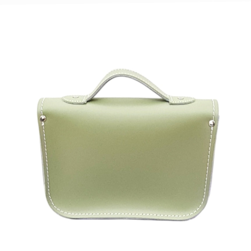 Leather Midi Satchel -  Sage Green-2