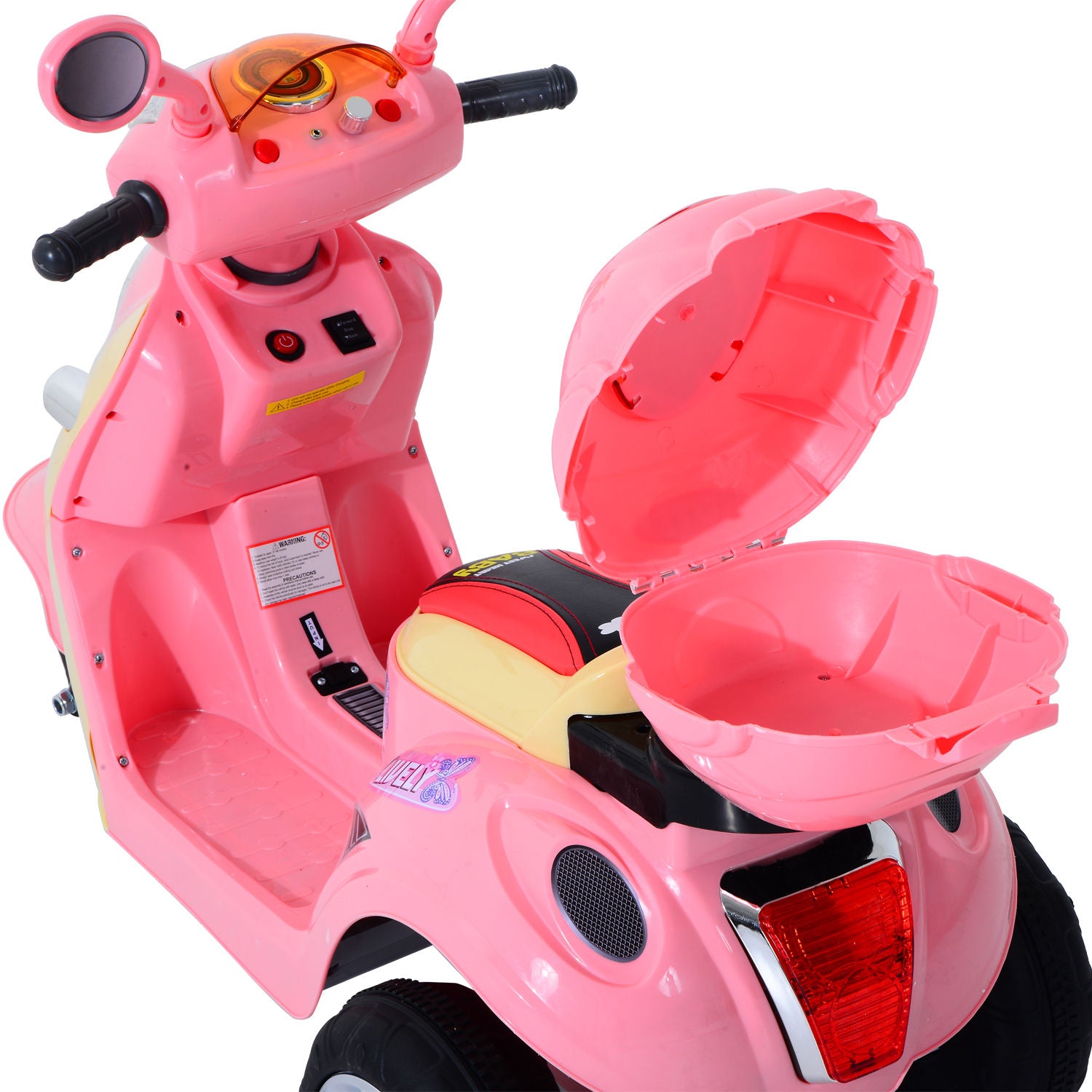 HOMCOM Toy Motorbike Plastic Music Playing Electric Ride-On Motorbike w/ Lights Pink-7