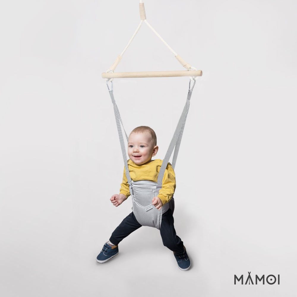 MAMOI® Baby bouncer Light grey, Swing seat, Indoor rocking bouncy chair, Toddler jolly jumper rocker, Door frame swings, Jumpers and bouncers for babies from 6 months-3