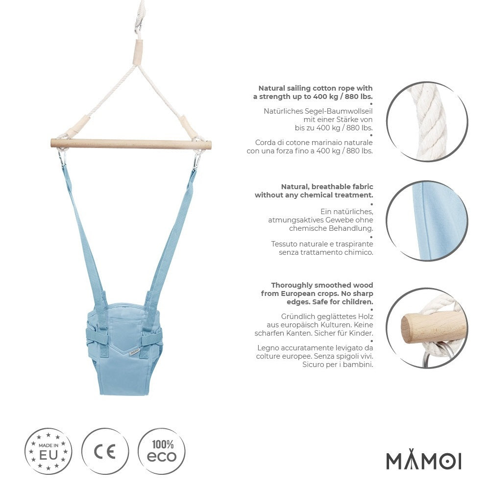 MAMOI® Baby bouncer Blue, Swing seat, Indoor rocking bouncy chair, Toddler jolly jumper rocker, Door frame swings, Jumpers and bouncers for babies from 6 months-2