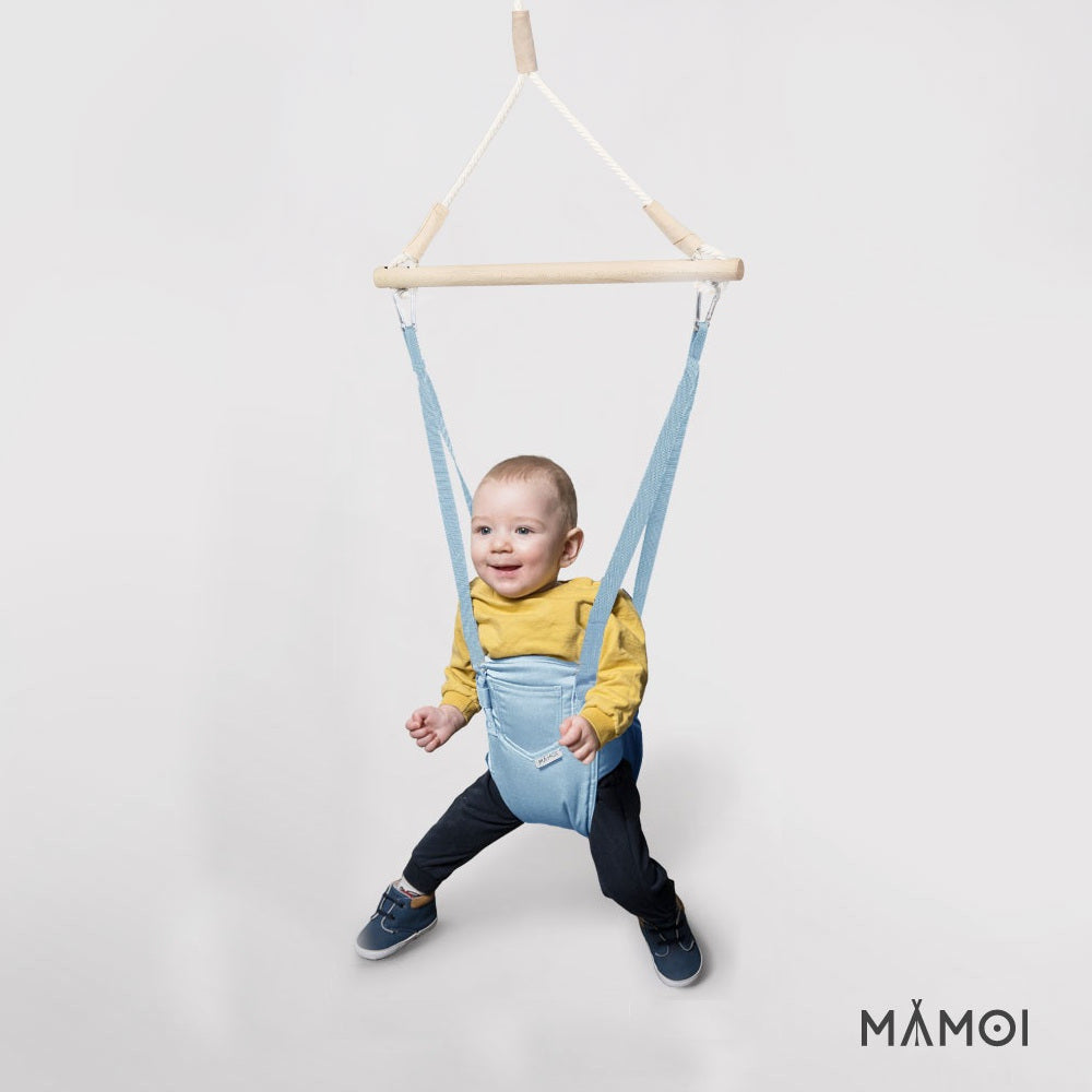 MAMOI® Baby bouncer Blue, Swing seat, Indoor rocking bouncy chair, Toddler jolly jumper rocker, Door frame swings, Jumpers and bouncers for babies from 6 months-3