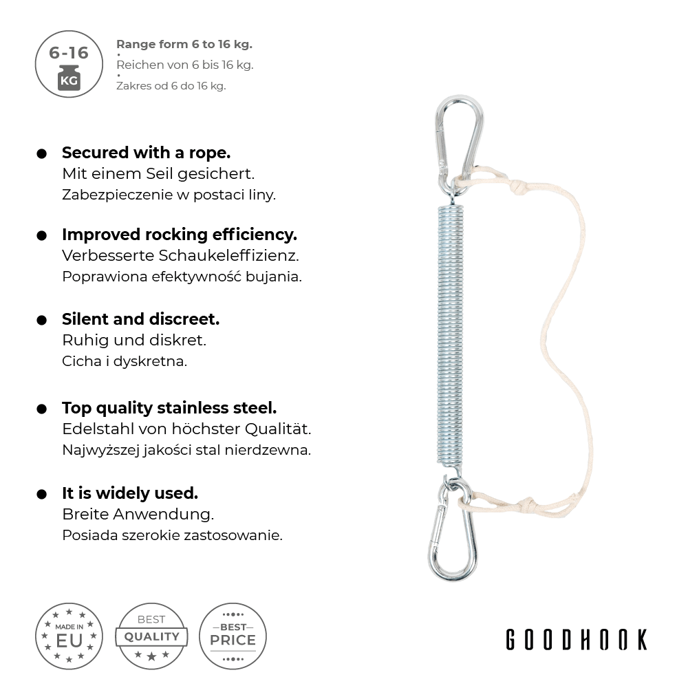 MAMOI® Baby cradle Spring with safety rope Spring cradle 6-16 kg Swing for sleeping Hanging chair swing spring | relaxed sleep | SAFETY ROPE UP TO 30kg!-1