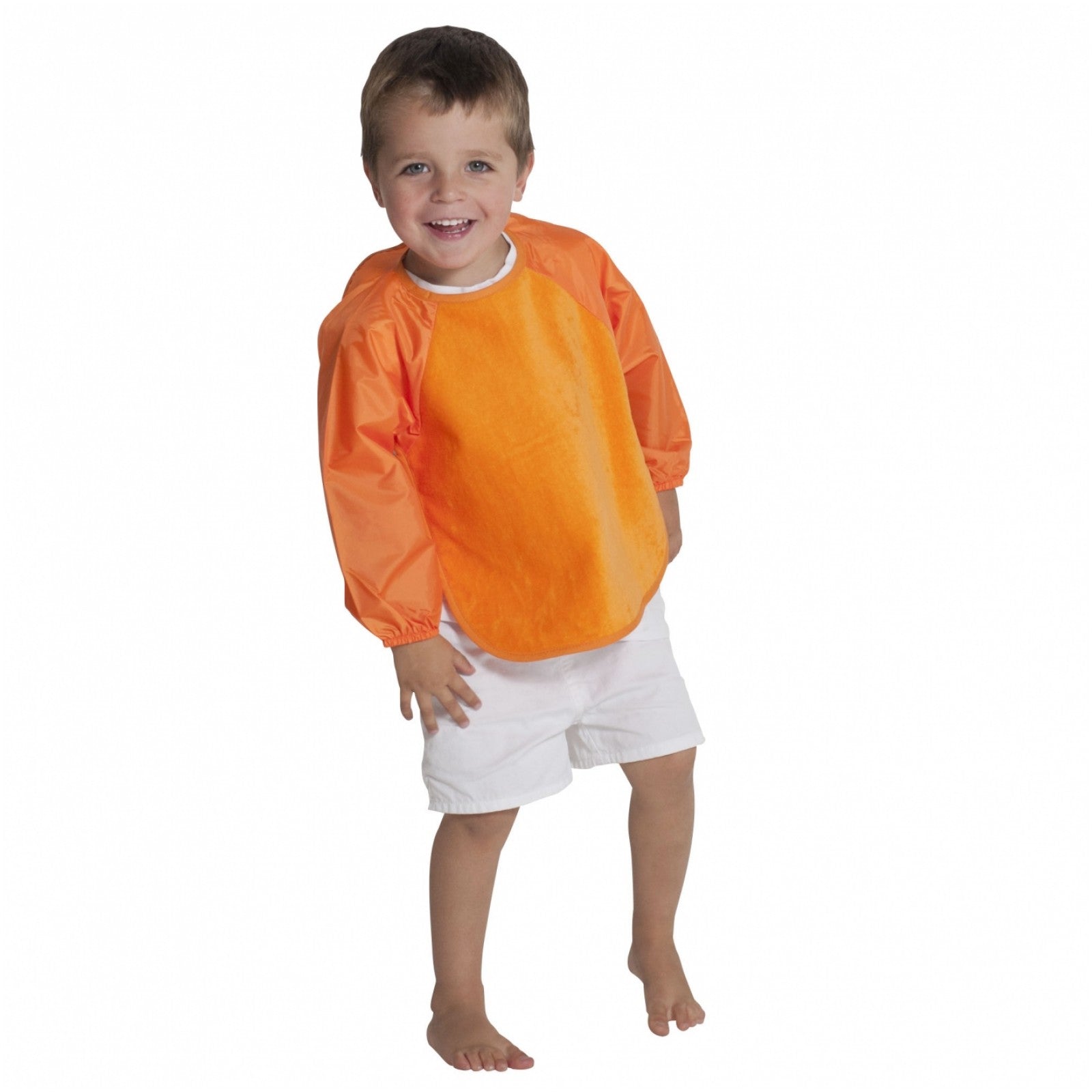 2 PACK - Mum 2 Mum Long Sleeved Wonder Bibs LARGE 18m - 3 years - Orange & Navy