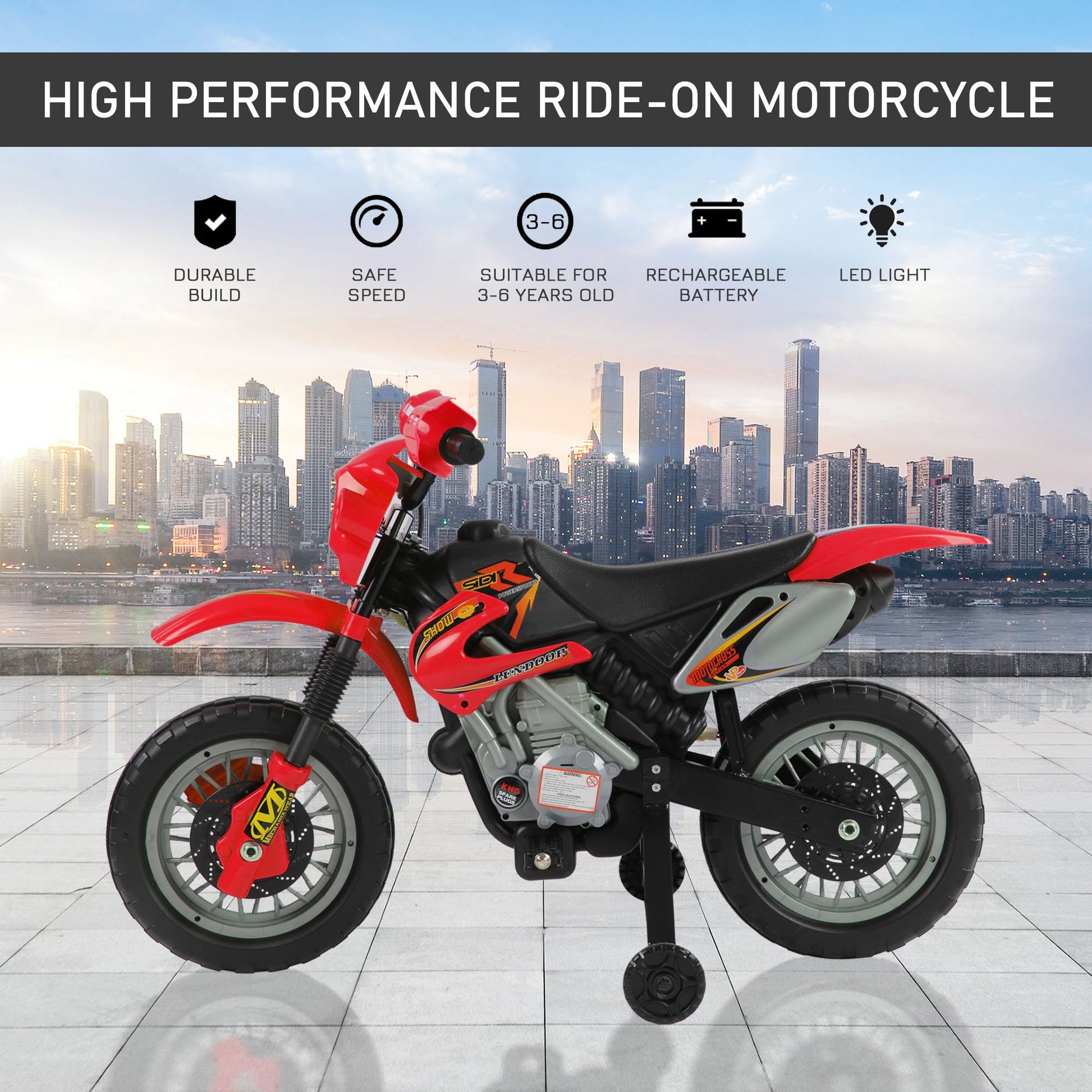 HOMCOM Electrifying Ride: 6V Motorbike for Petite Thrill-Seekers, Battery-Powered Scarlet Scooter-2