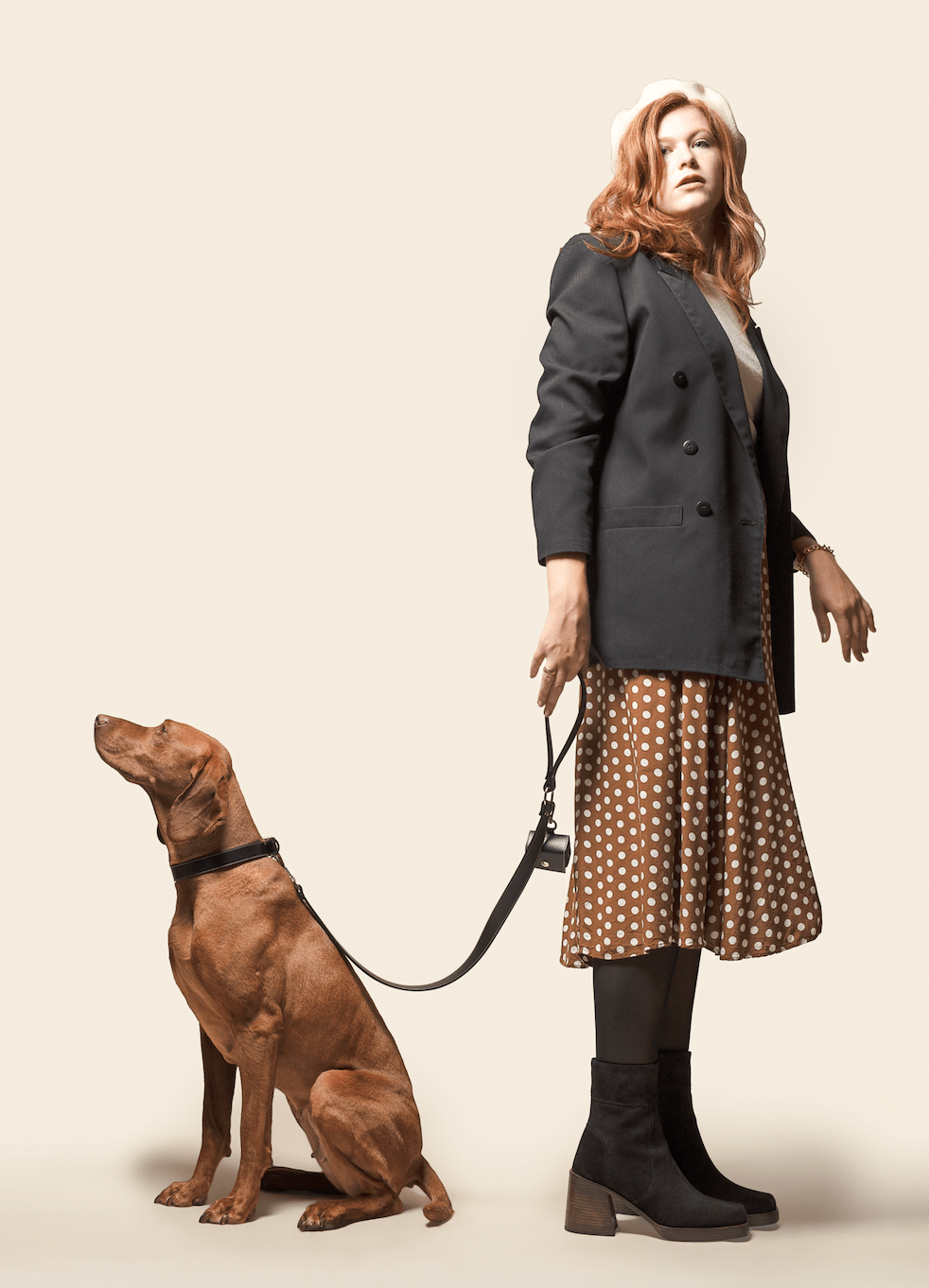 Black apple leather lead - mezetto