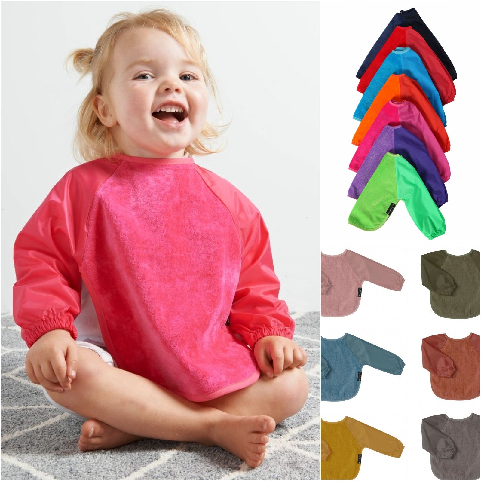 Mum 2 Mum Sleeved Wonder Bib - Two Sizes, 15 Colours