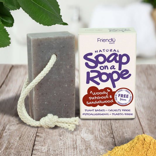 Natural Soap On A Rope - 'Woody' Patchouli & Sandalwood 125g