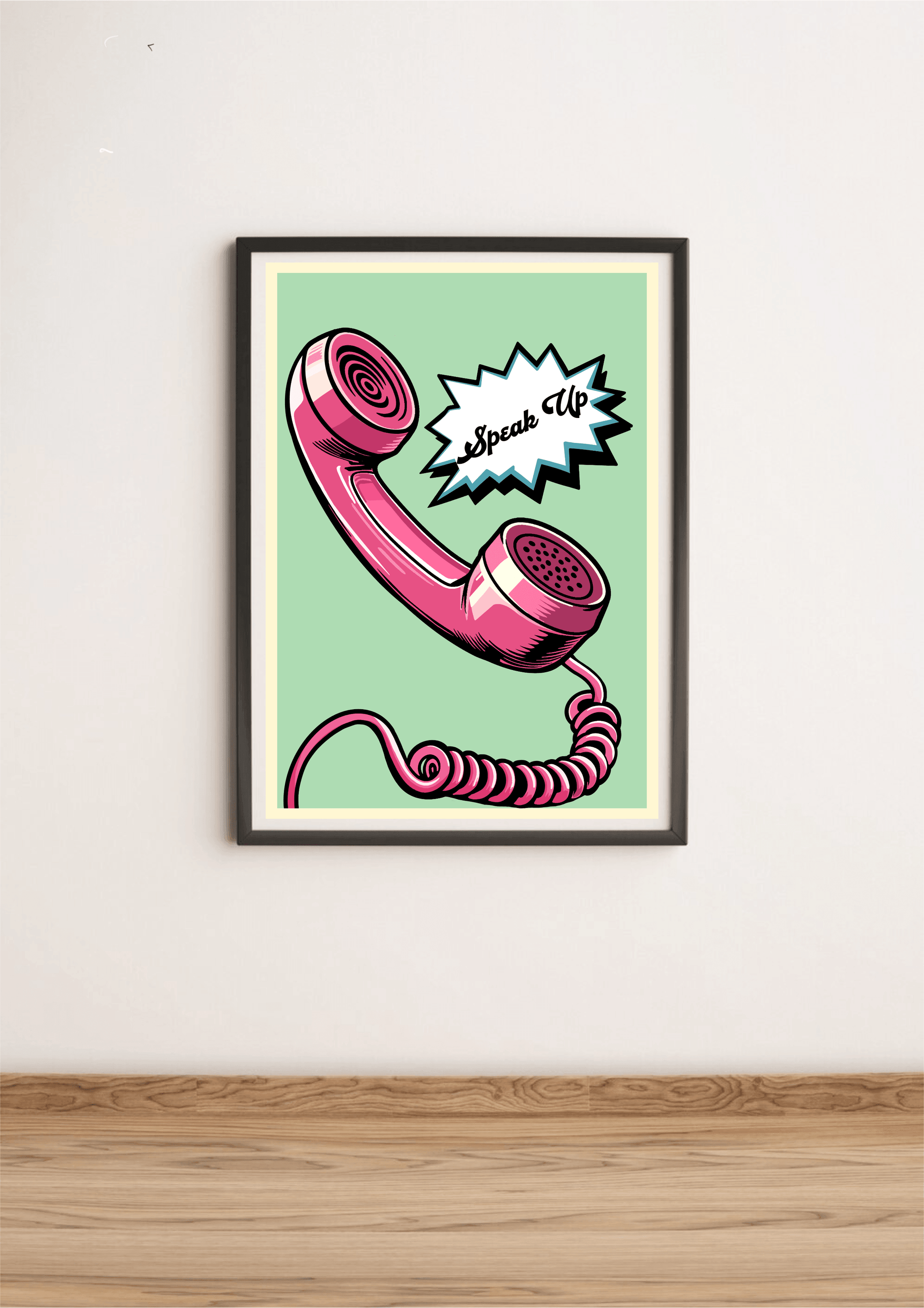 Speak Up – Retro Phone Feminist Art Print for Bold Voice