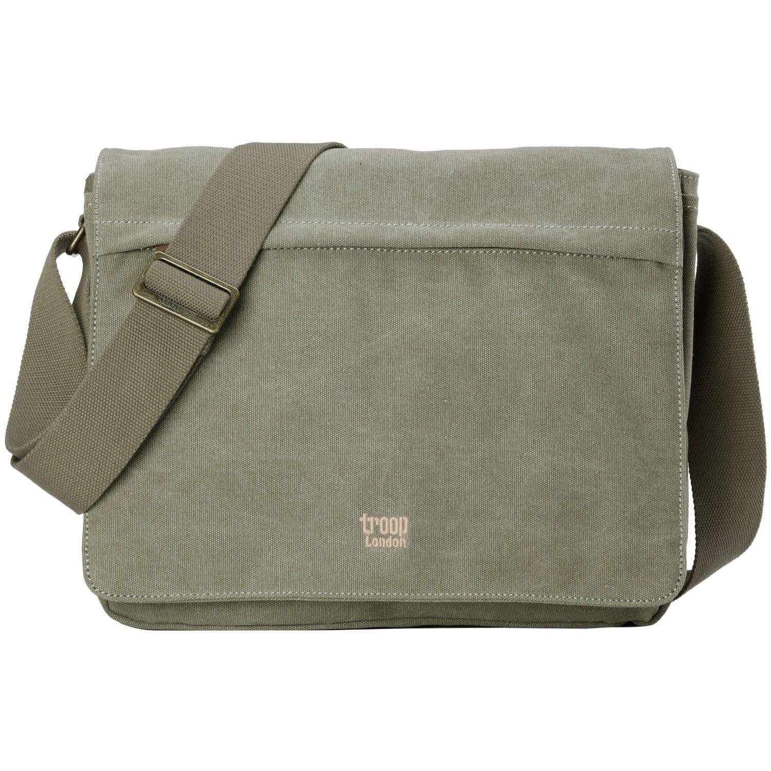 TRP0240 Troop London Classic Canvas Laptop Messenger Bag - 16.5 Diagonally - mezetto