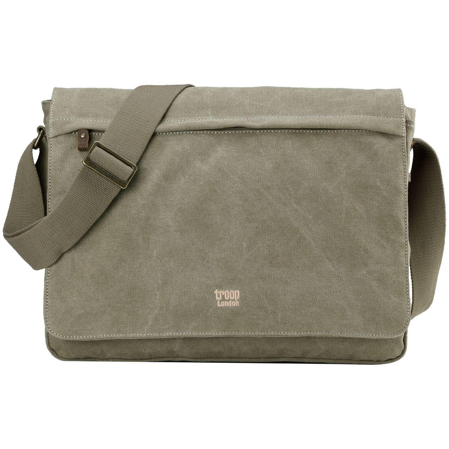 TRP0371 Troop London Classic Canvas Laptop Large Messenger Bag - 18 Diagonally - mezetto
