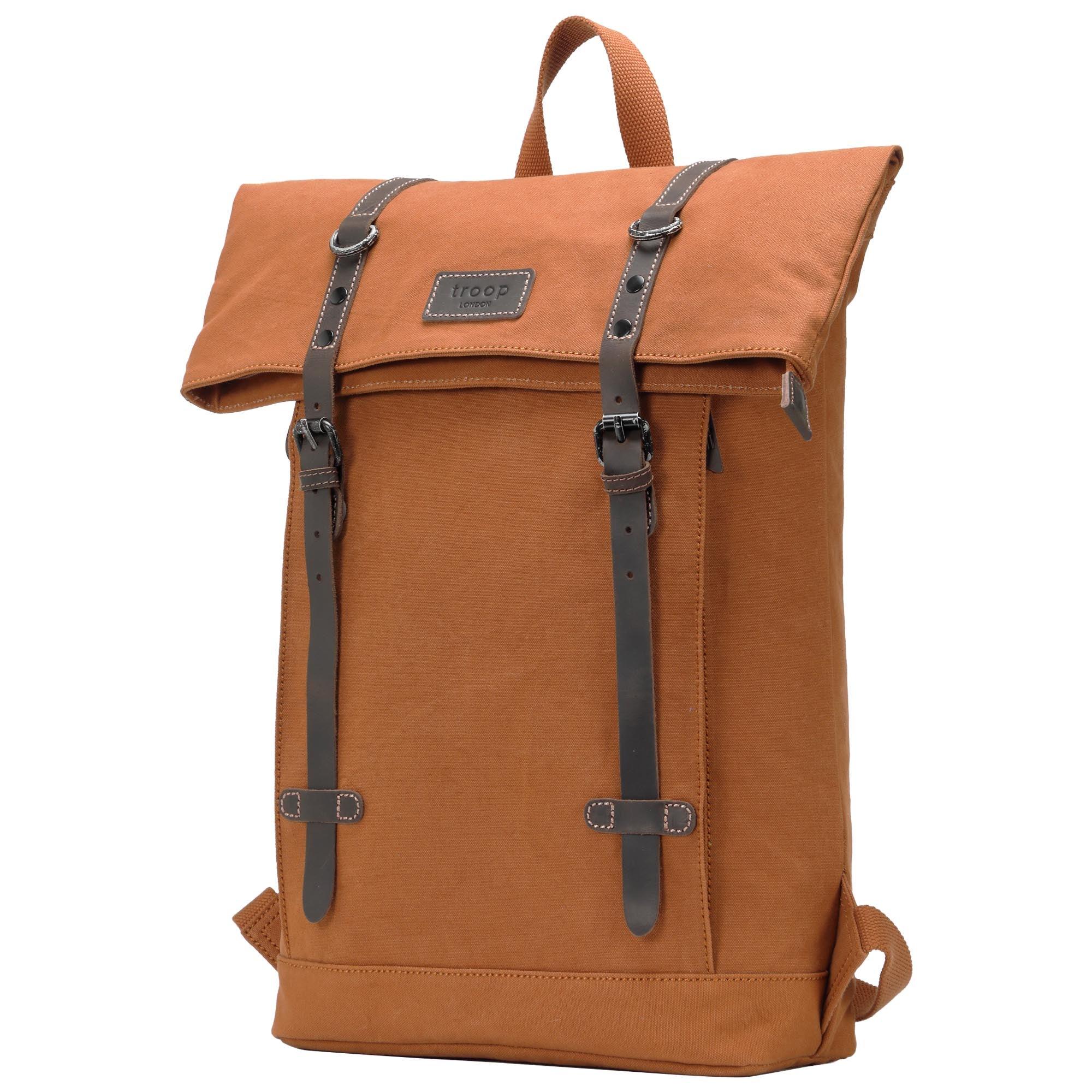 TRP0425 Troop London Heritage Canvas 15" Laptop Backpack, Smart Casual Daypack with Foldable Top - mezetto