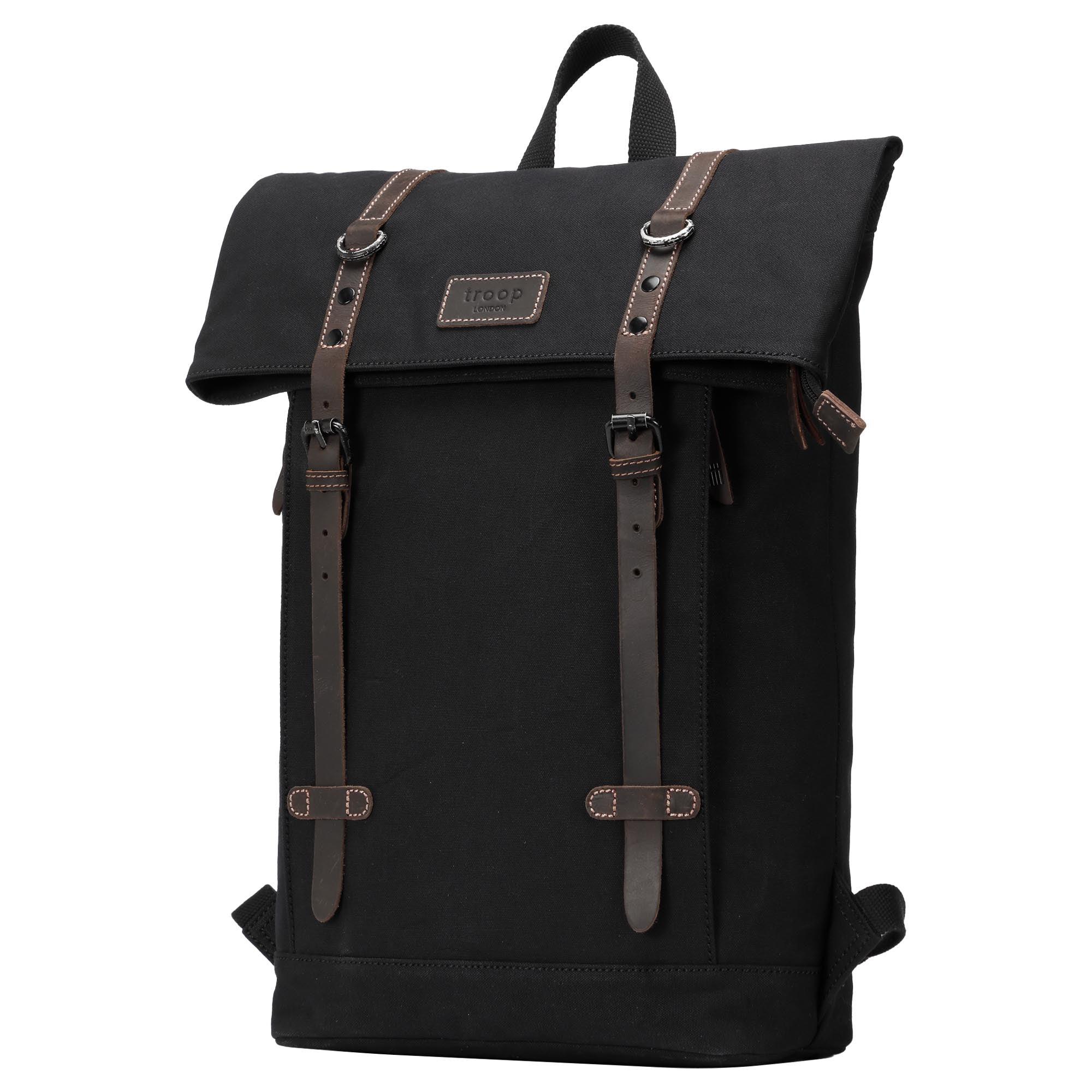TRP0425 Troop London Heritage Canvas 15" Laptop Backpack, Smart Casual Daypack with Foldable Top - mezetto