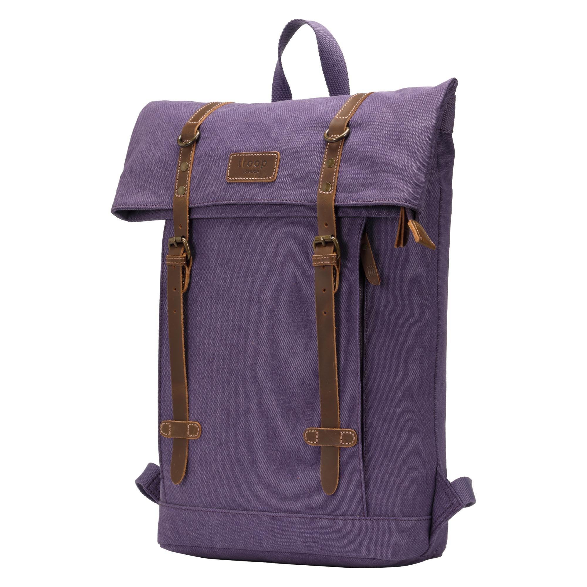 TRP0425 Troop London Heritage Canvas 15" Laptop Backpack, Smart Casual Daypack with Foldable Top - mezetto