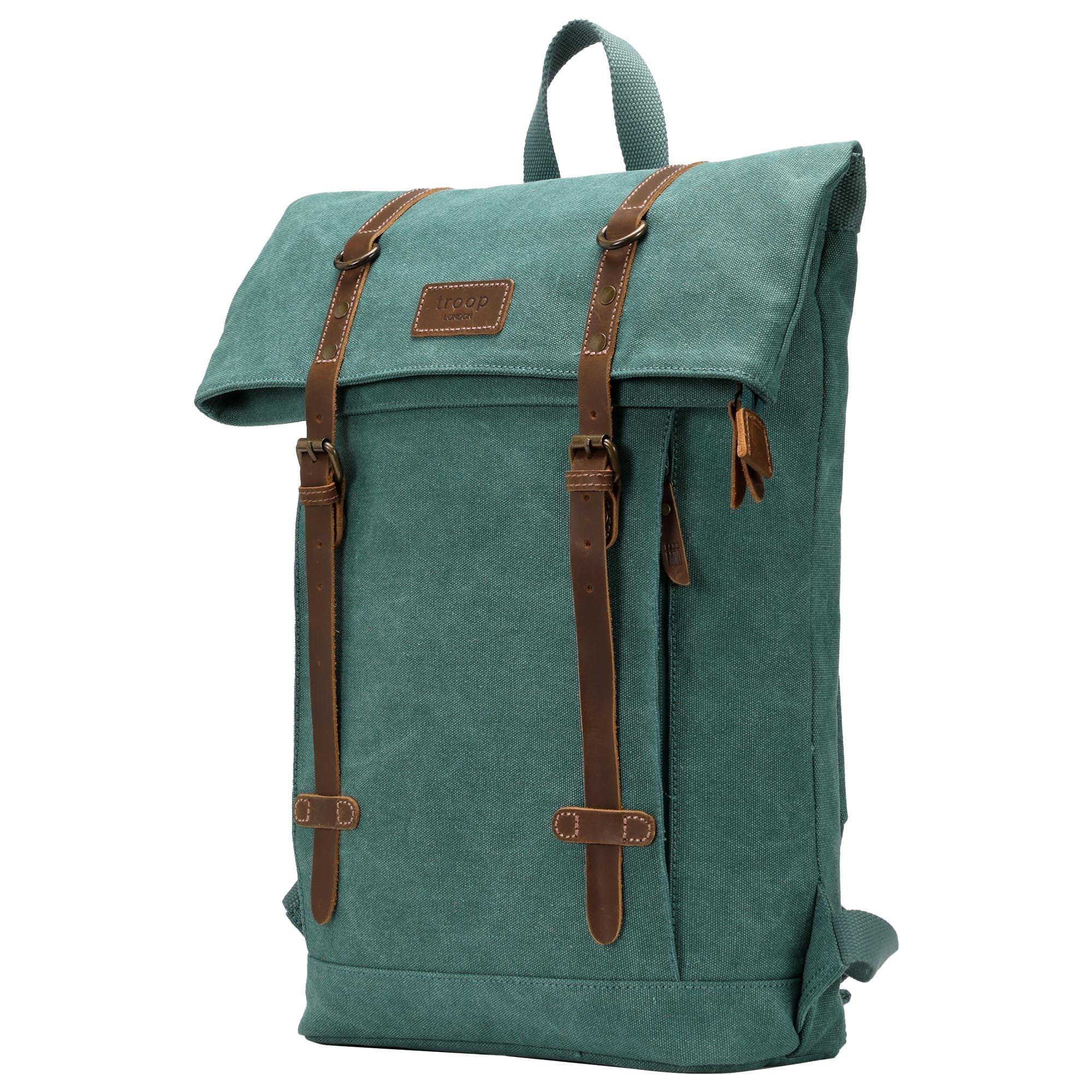 TRP0425 Troop London Heritage Canvas 15" Laptop Backpack, Smart Casual Daypack with Foldable Top - mezetto