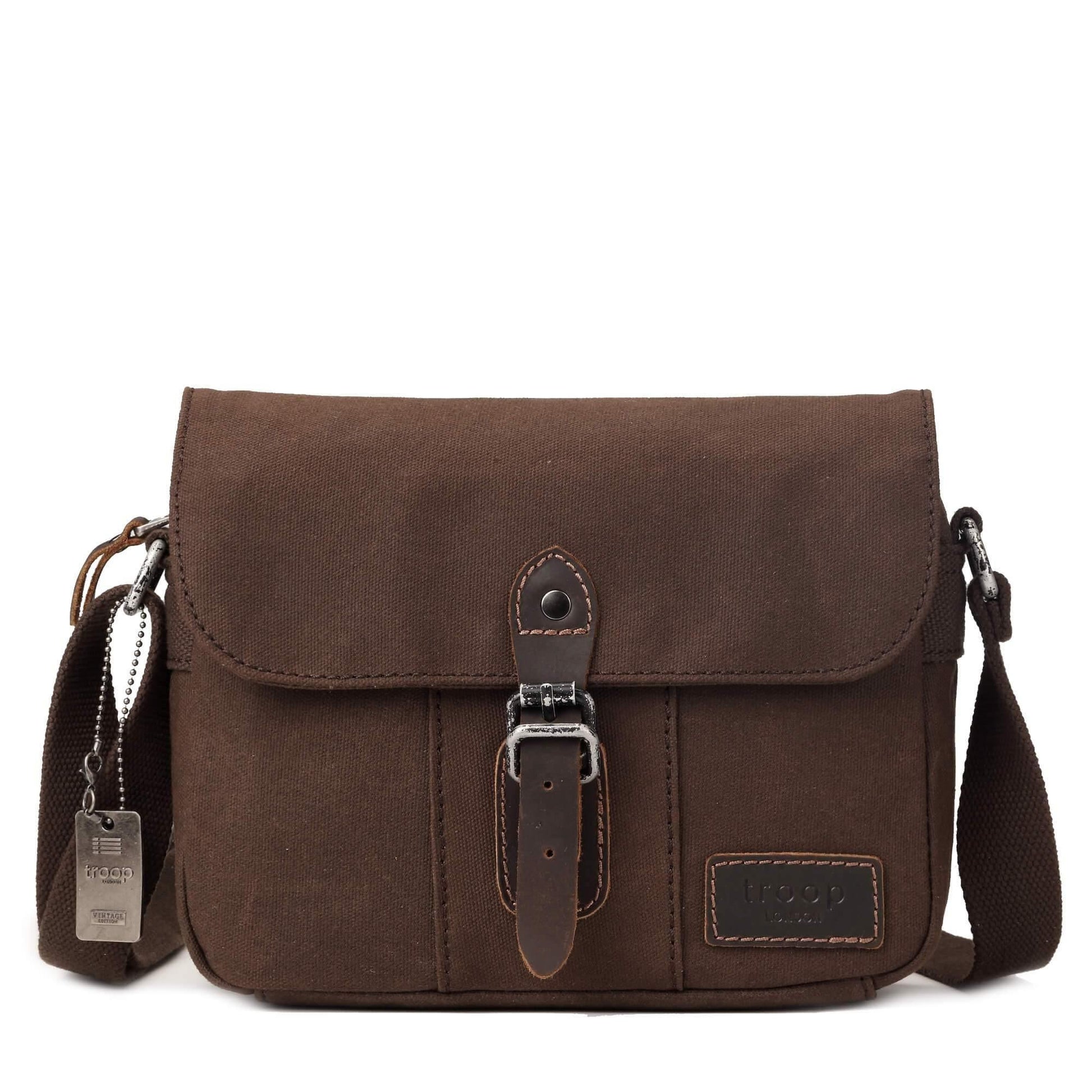 TRP0440 Troop London Heritage Canvas Leather Across body Bag, Small Travel Bag-6