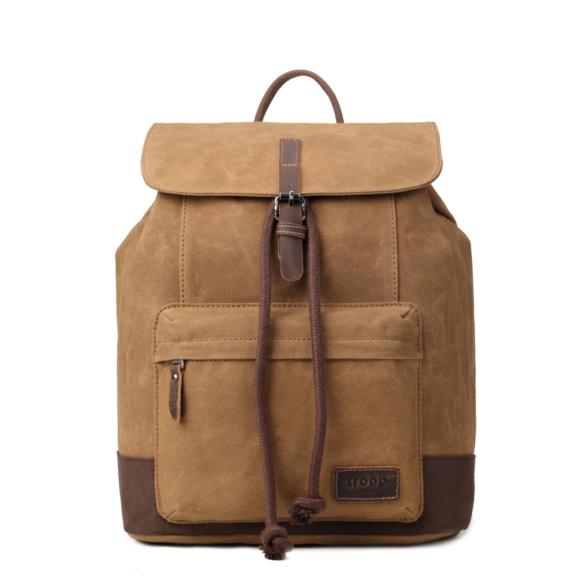 TRP0442 Troop London Heritage Canvas Laptop Backpack, Smart Casual Daypack, Tablet Friendly Backpack - mezetto