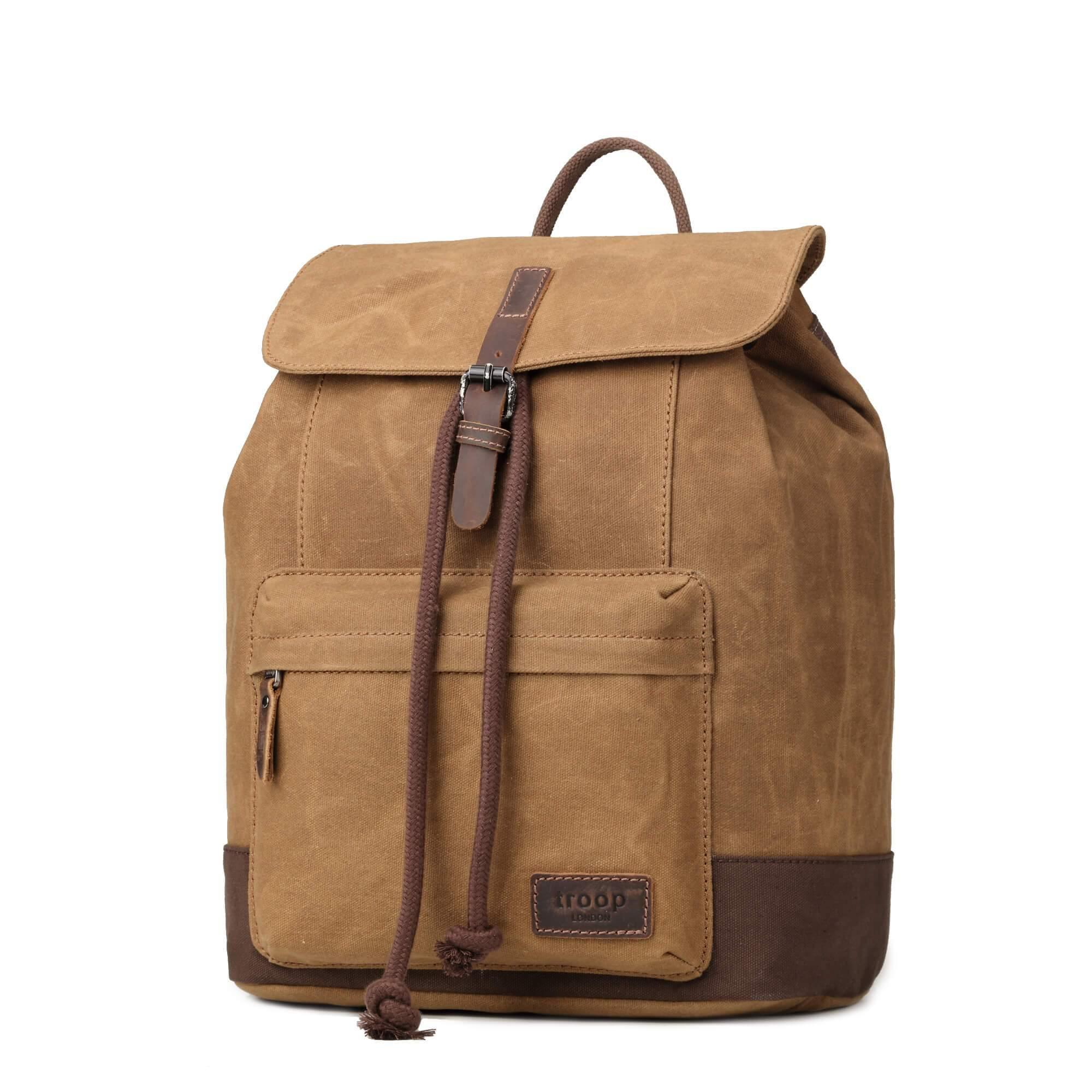TRP0442 Troop London Heritage Canvas Laptop Backpack, Smart Casual Daypack, Tablet Friendly Backpack - mezetto