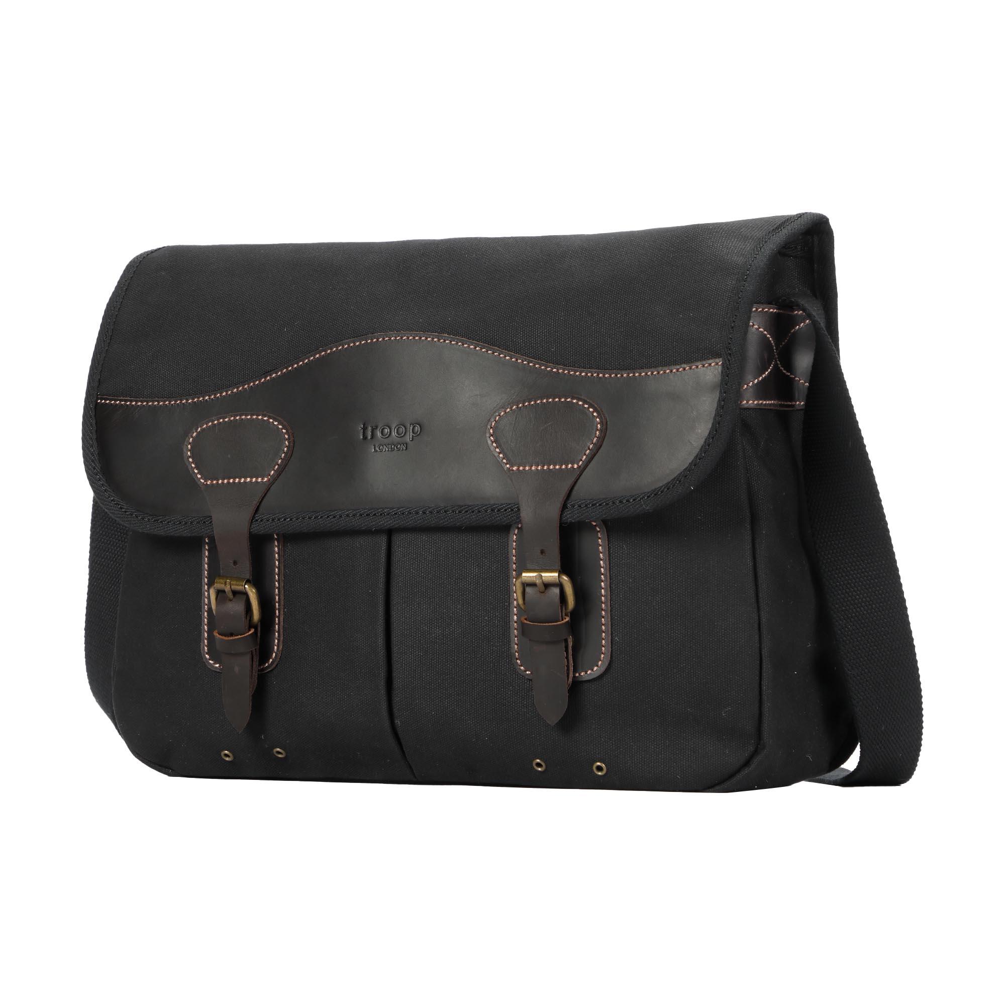 TRP0544 Troop London Heritage Canvas Messenger Bag, Shoulder Bag, 13” Laptop Bag - mezetto