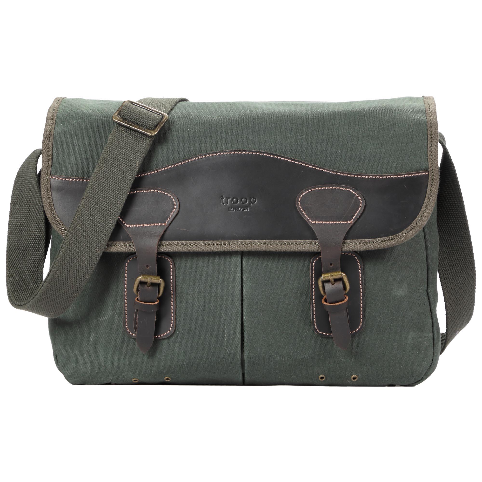 TRP0544 Troop London Heritage Canvas Messenger Bag, Shoulder Bag, 13” Laptop Bag - mezetto