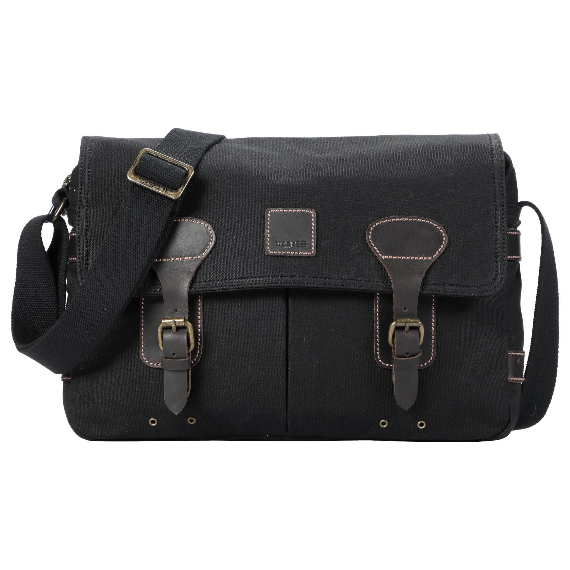 TRP0548 Troop London Heritage Canvas Messenger Bag, Shoulder Bag, 13” Laptop Bag-0