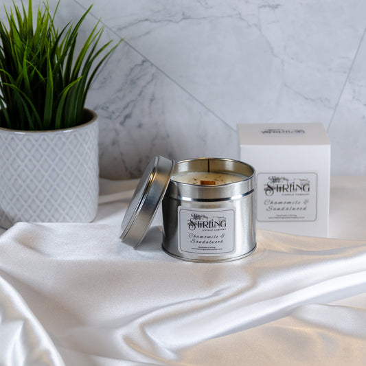 Chamomile & Sandalwood - Travel Tin Candle - Wooden Wick