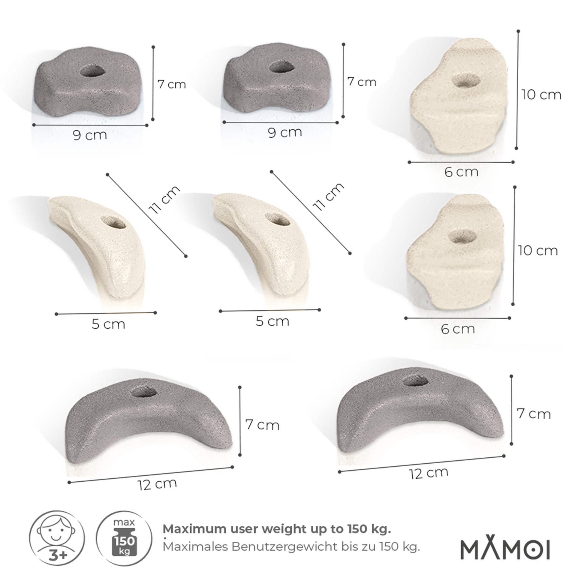 MAMOI® Climbing wall holds for kids | Climbing stones | Climbing holds for kids | Kids Climbing Holds | Rock Climbing Holds | Climbing Wall Holds | Climbing Holds for Wall | Made in EU-4