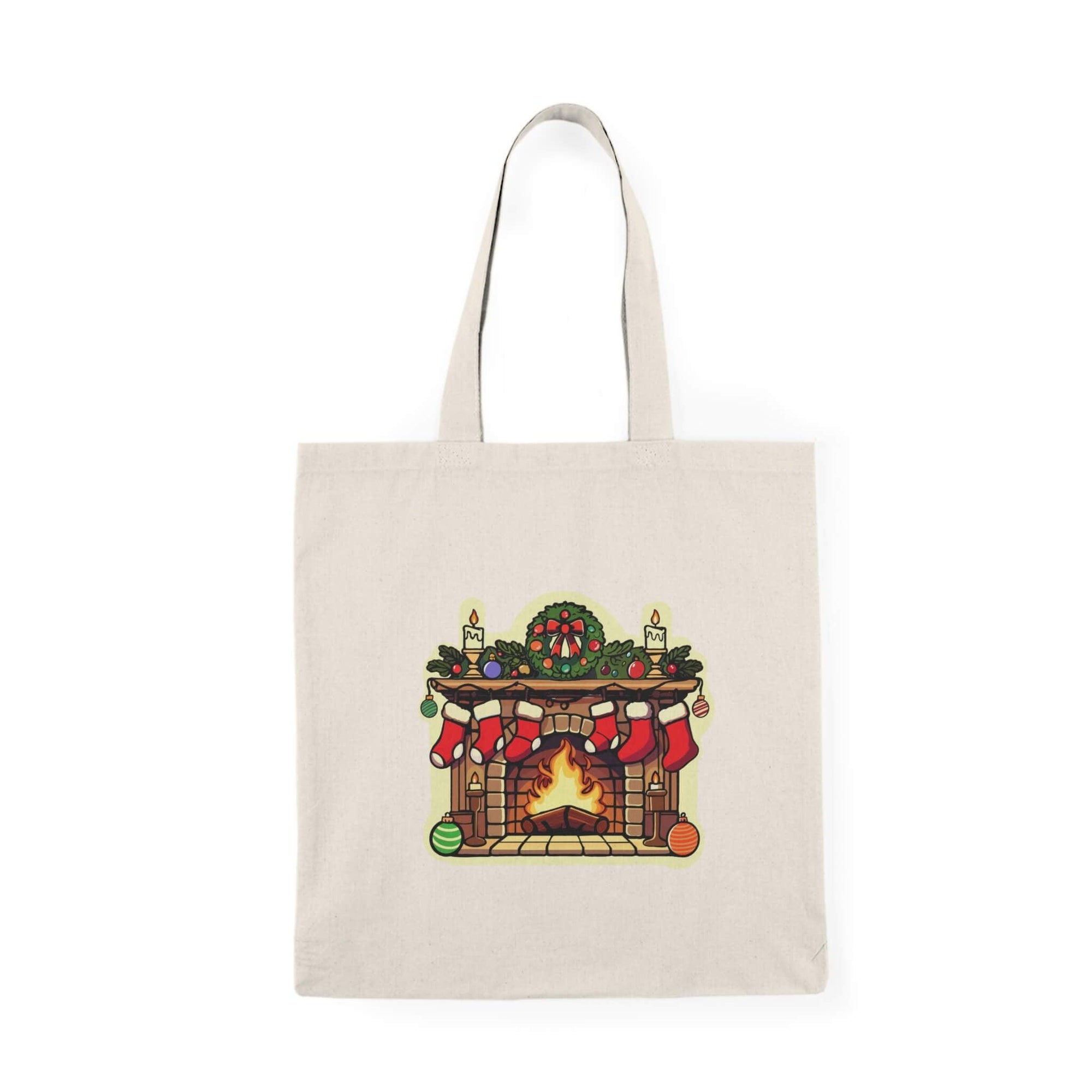 Cozy Fireplace Christmas Tote – Festive Shopper