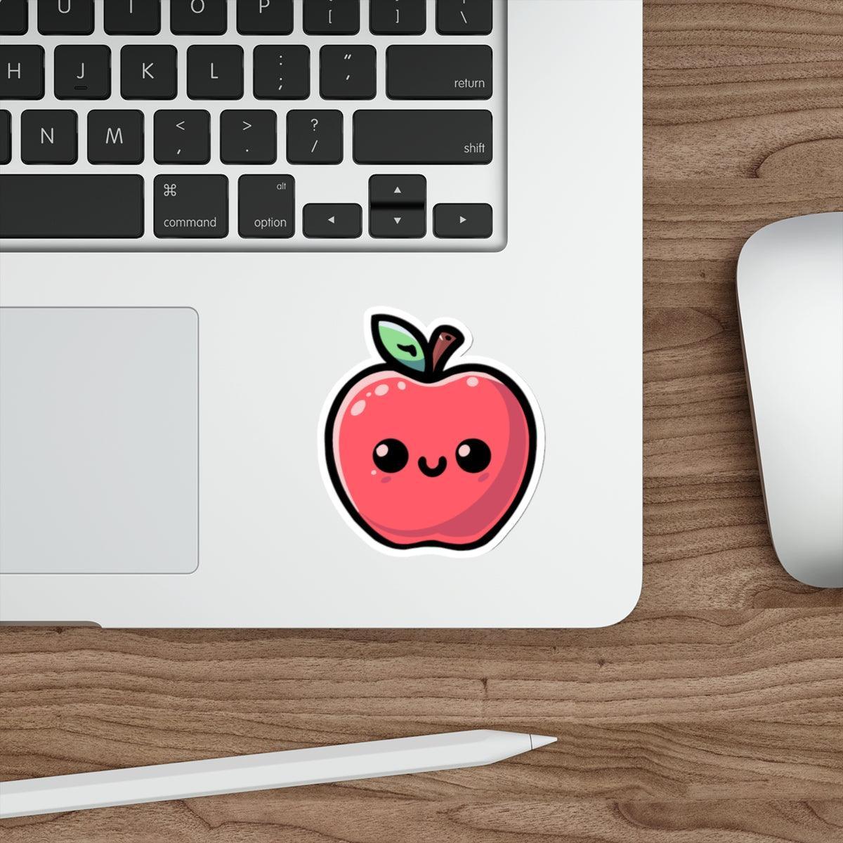 Cute Apple Sticker – Smiling Fruit Waterproof Vinyl Decal