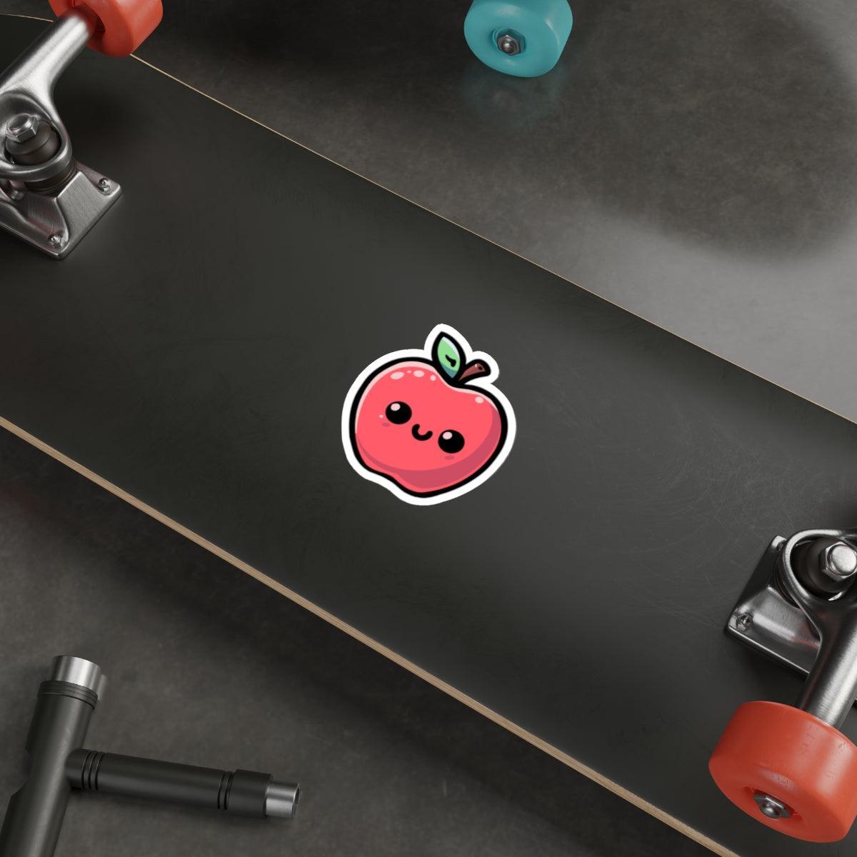 Cute Apple Sticker – Smiling Fruit Waterproof Vinyl Decal