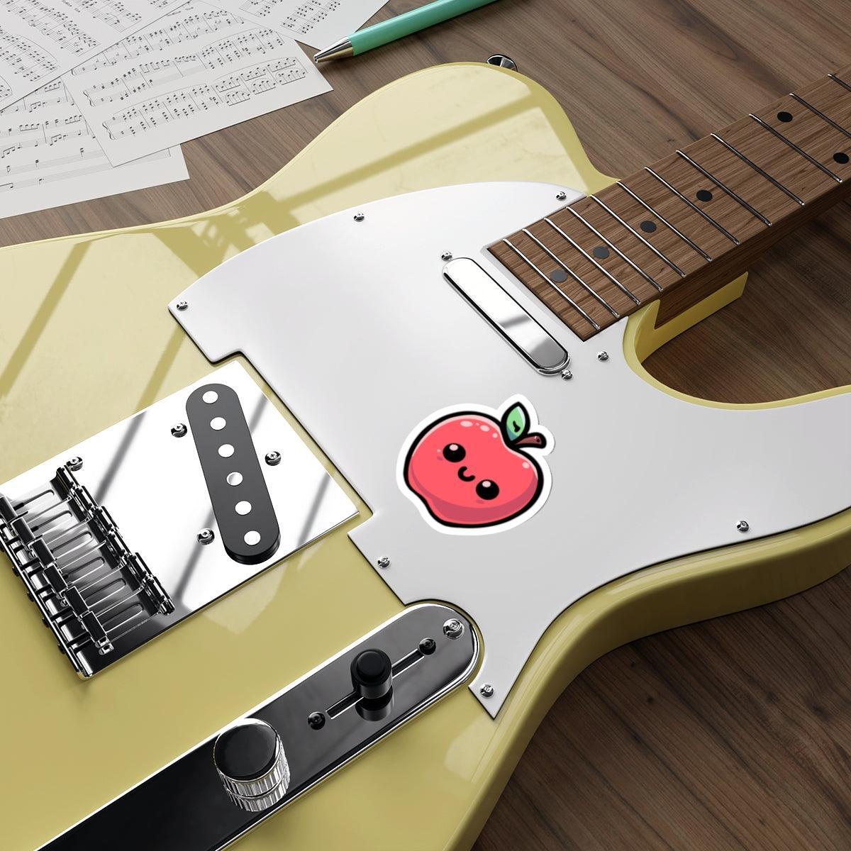 Cute Apple Sticker – Smiling Fruit Waterproof Vinyl Decal